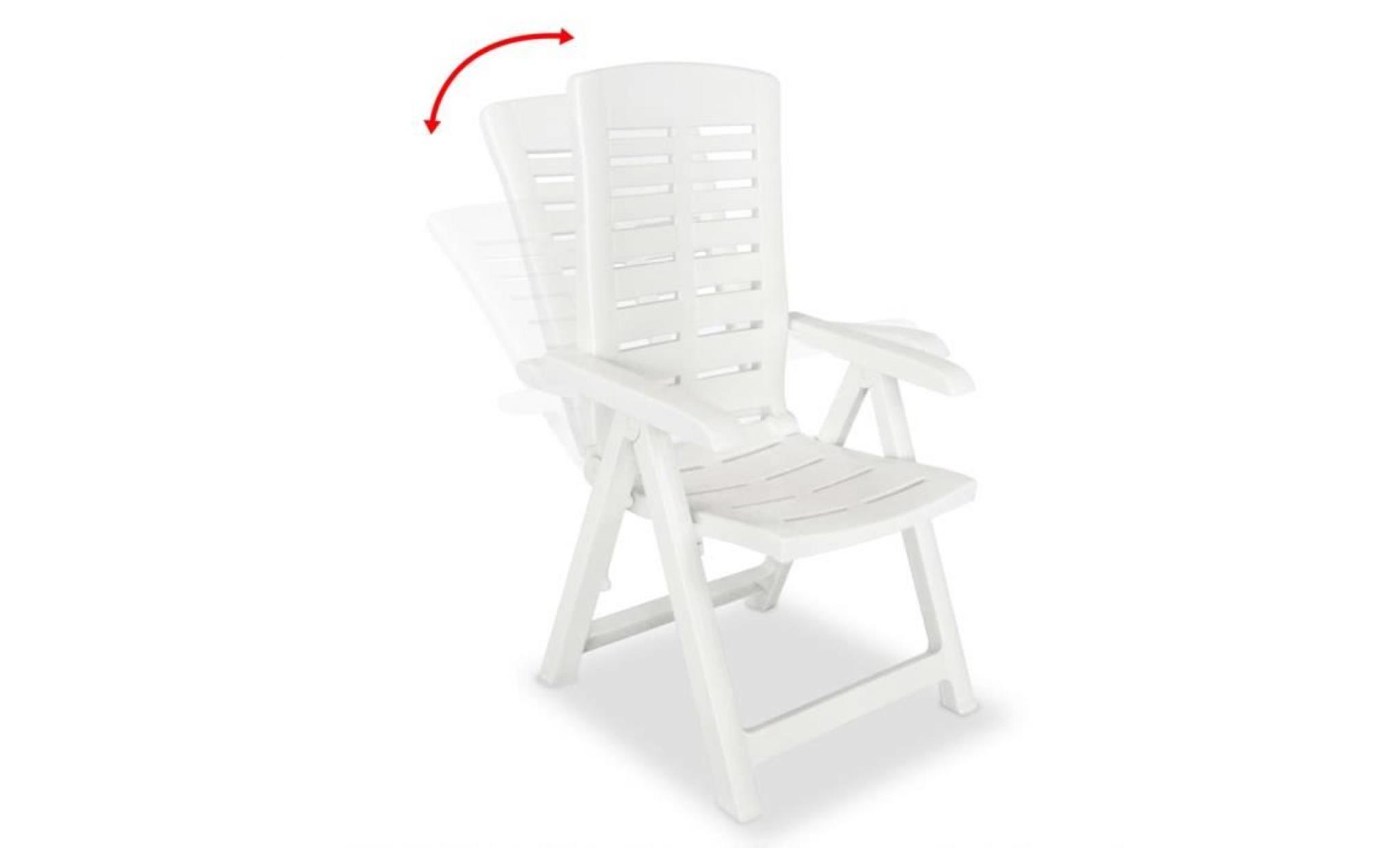chaise inclinable de jardin 4 pcs 60x61x108 cm plastique blanc pas cher