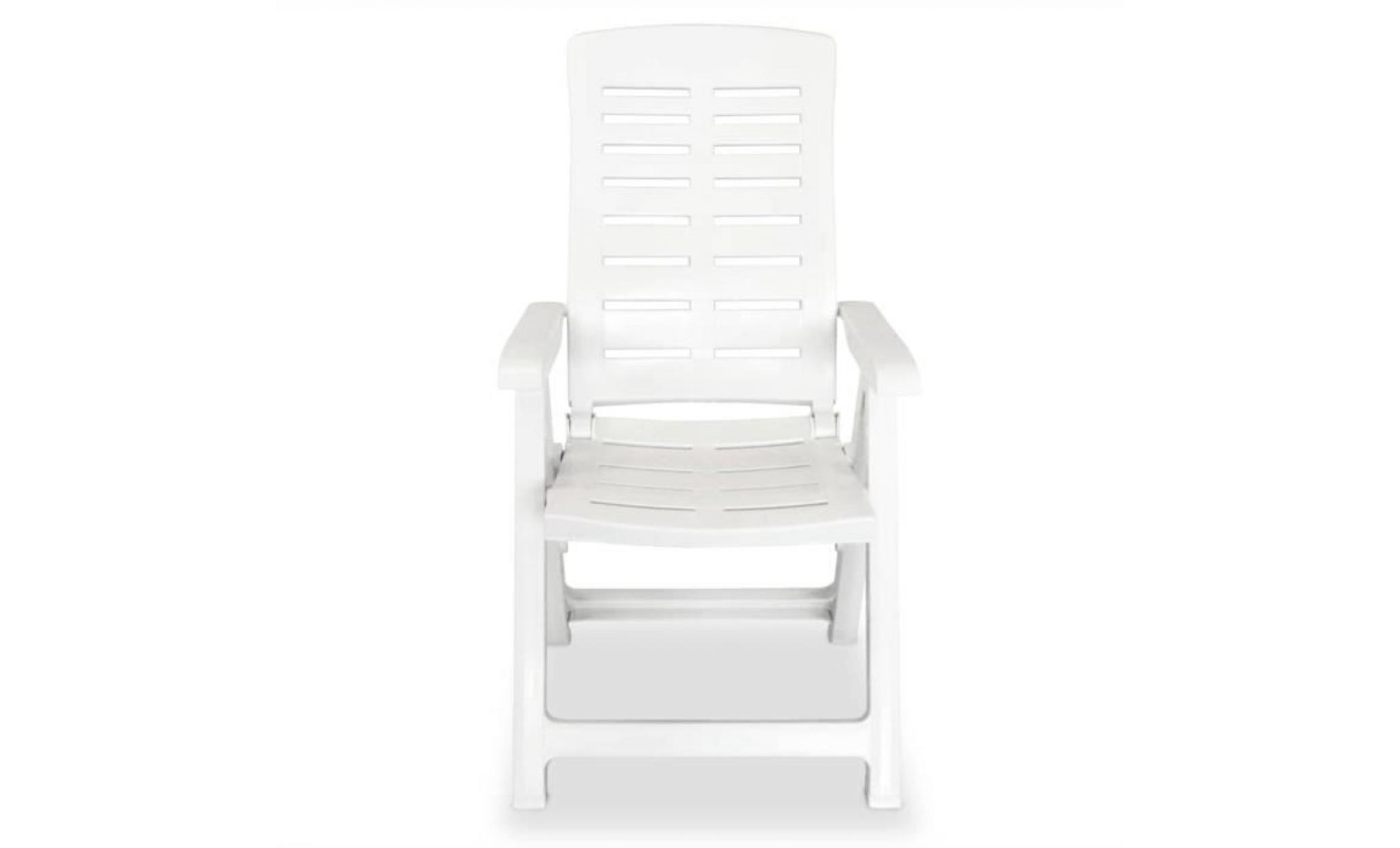 chaise inclinable de jardin 4 pcs 60x61x108 cm plastique blanc pas cher