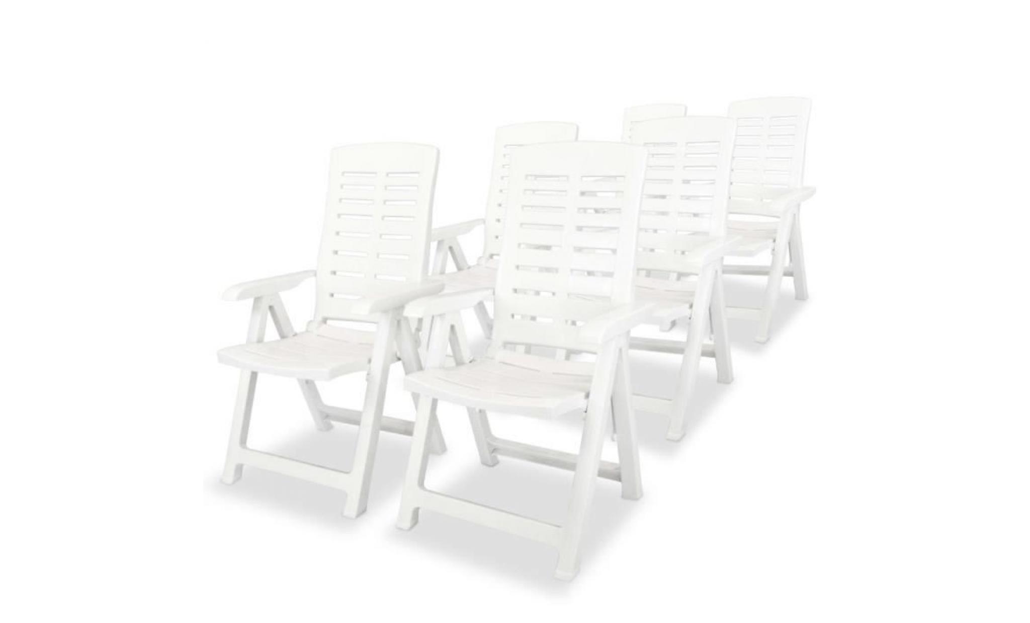 chaise inclinable de jardin 6 pcs 60x61x108 cm plastique blanc