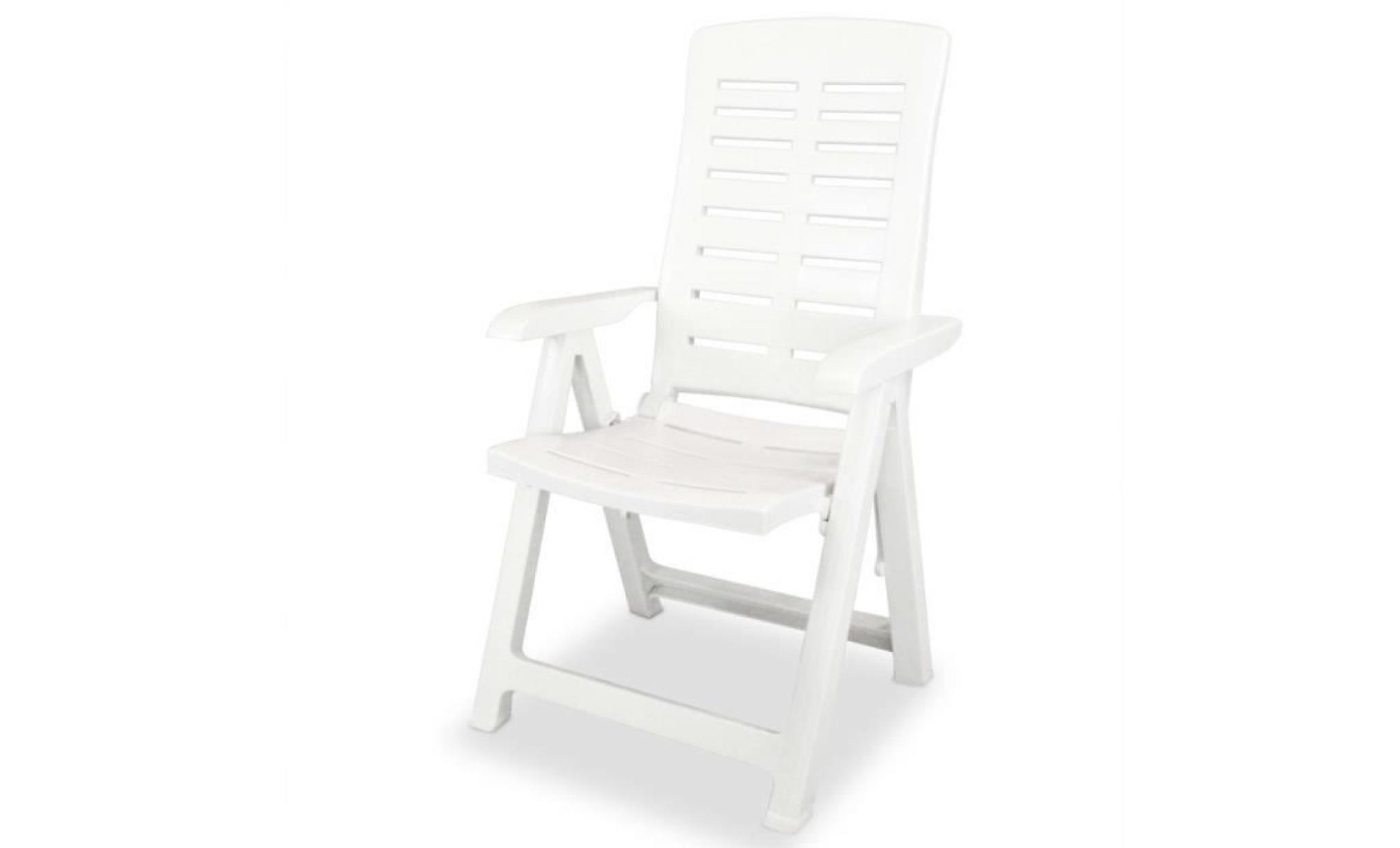 chaise inclinable de jardin 6 pcs 60x61x108 cm plastique blanc pas cher