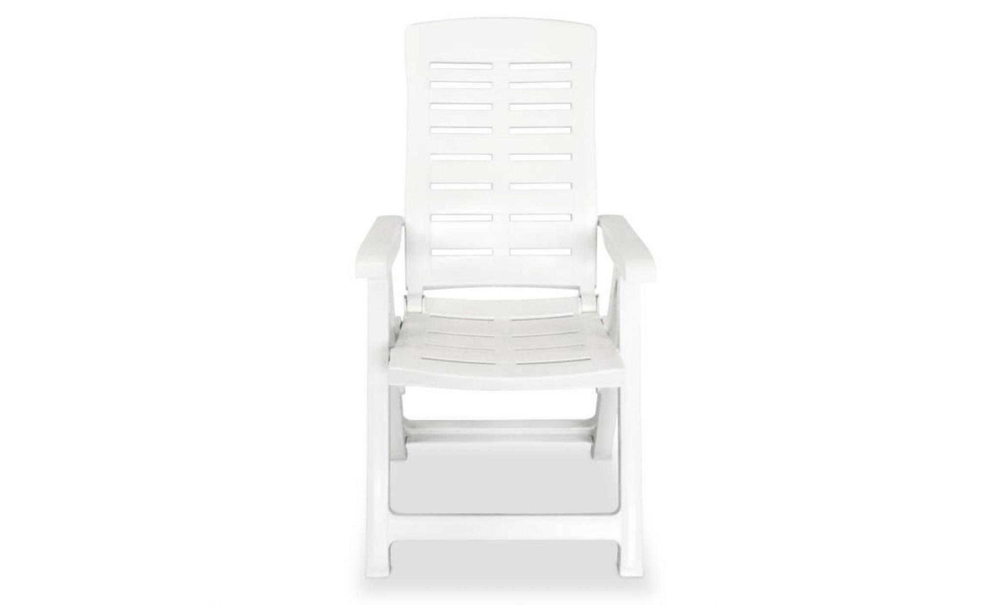 chaise inclinable de jardin 6 pcs 60x61x108 cm plastique blanc pas cher