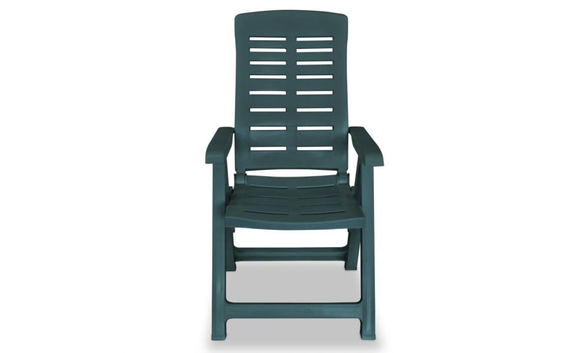 chaise inclinable de jardin 6 pcs 60x61x108 cm plastique vert pas cher