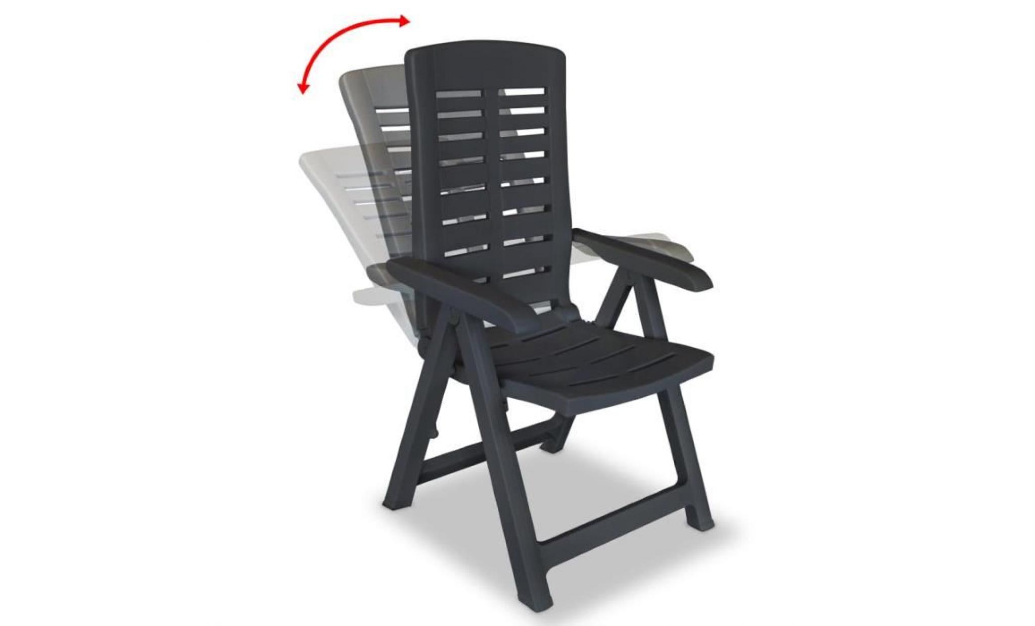 chaise inclinable de jardin 6 pcs plastique anthracite pas cher