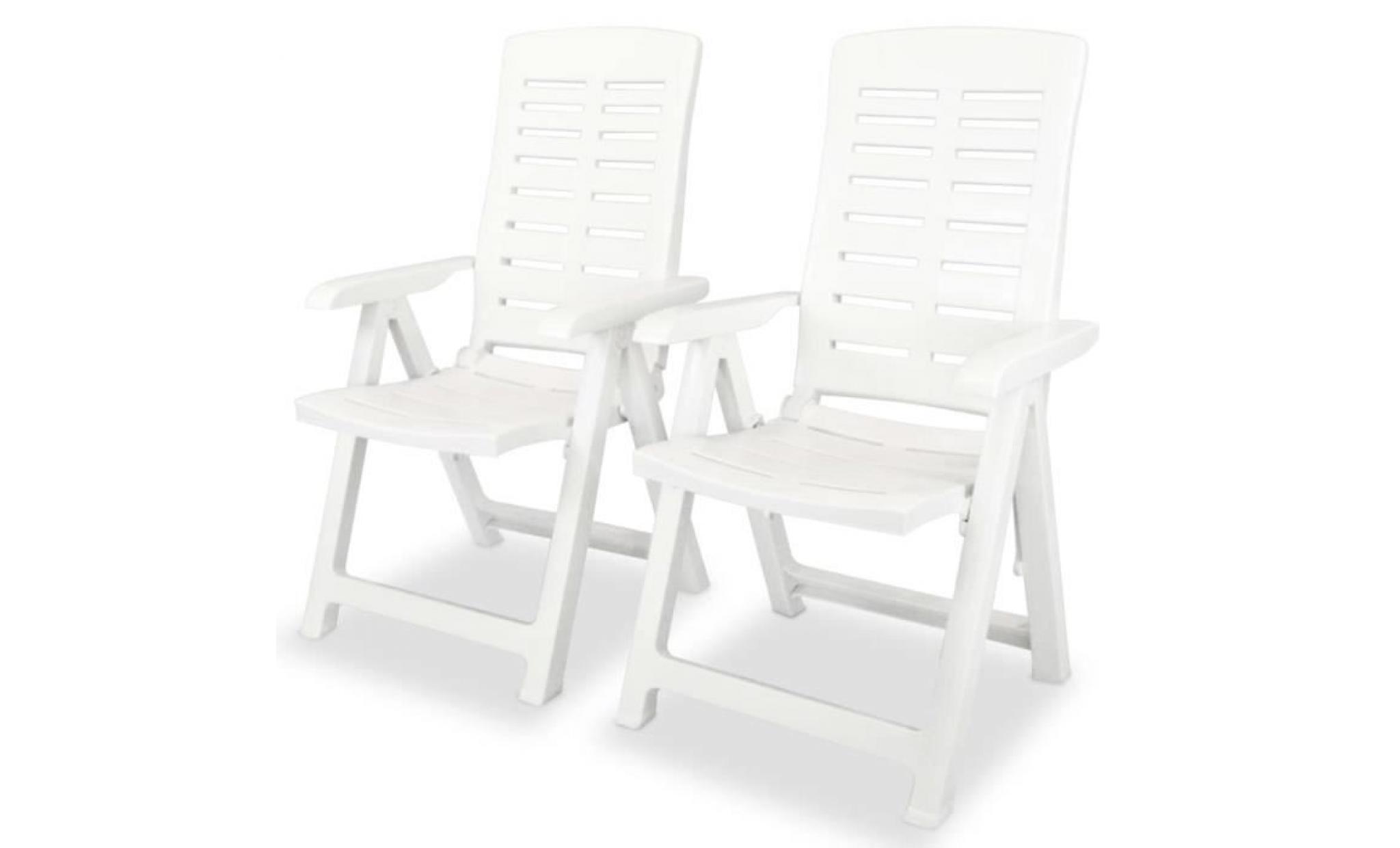 chaise inclinable de jardin sièges d'extérieur 2 pcs 60x61x108 cm plastique blanc