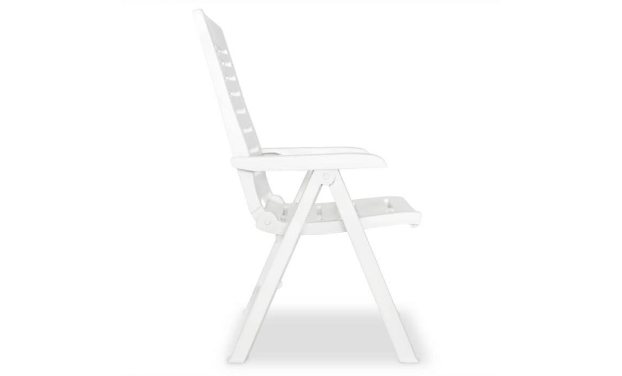 chaise inclinable de jardin sièges d'extérieur 2 pcs 60x61x108 cm plastique blanc pas cher