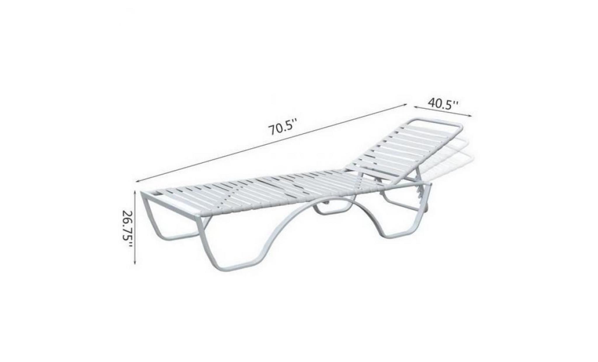 chaise lounge pour jardin/patio/plage acier plastique  multi positions réglables 180.8 x 103.8 cm pas cher