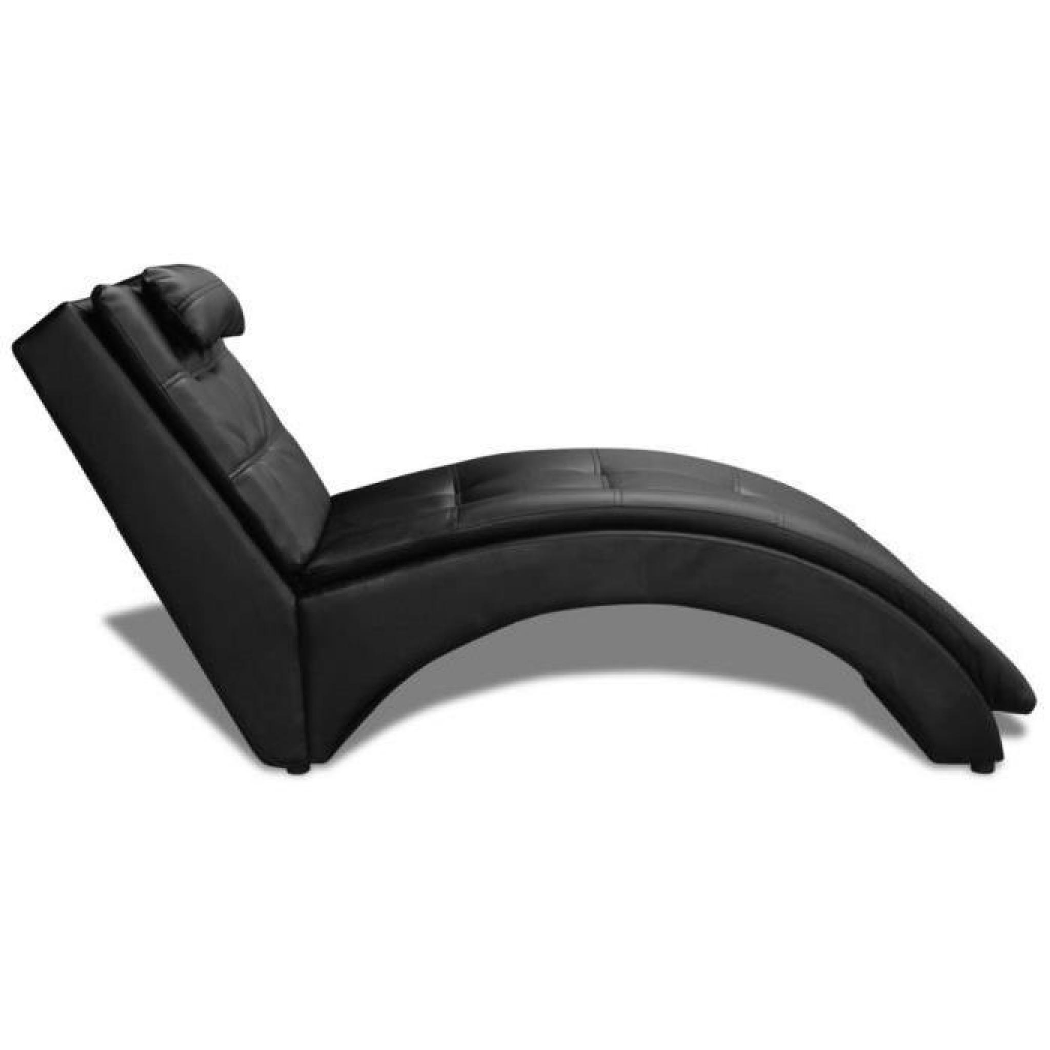 Chaise longue en cuir artificiel noir avec coussin