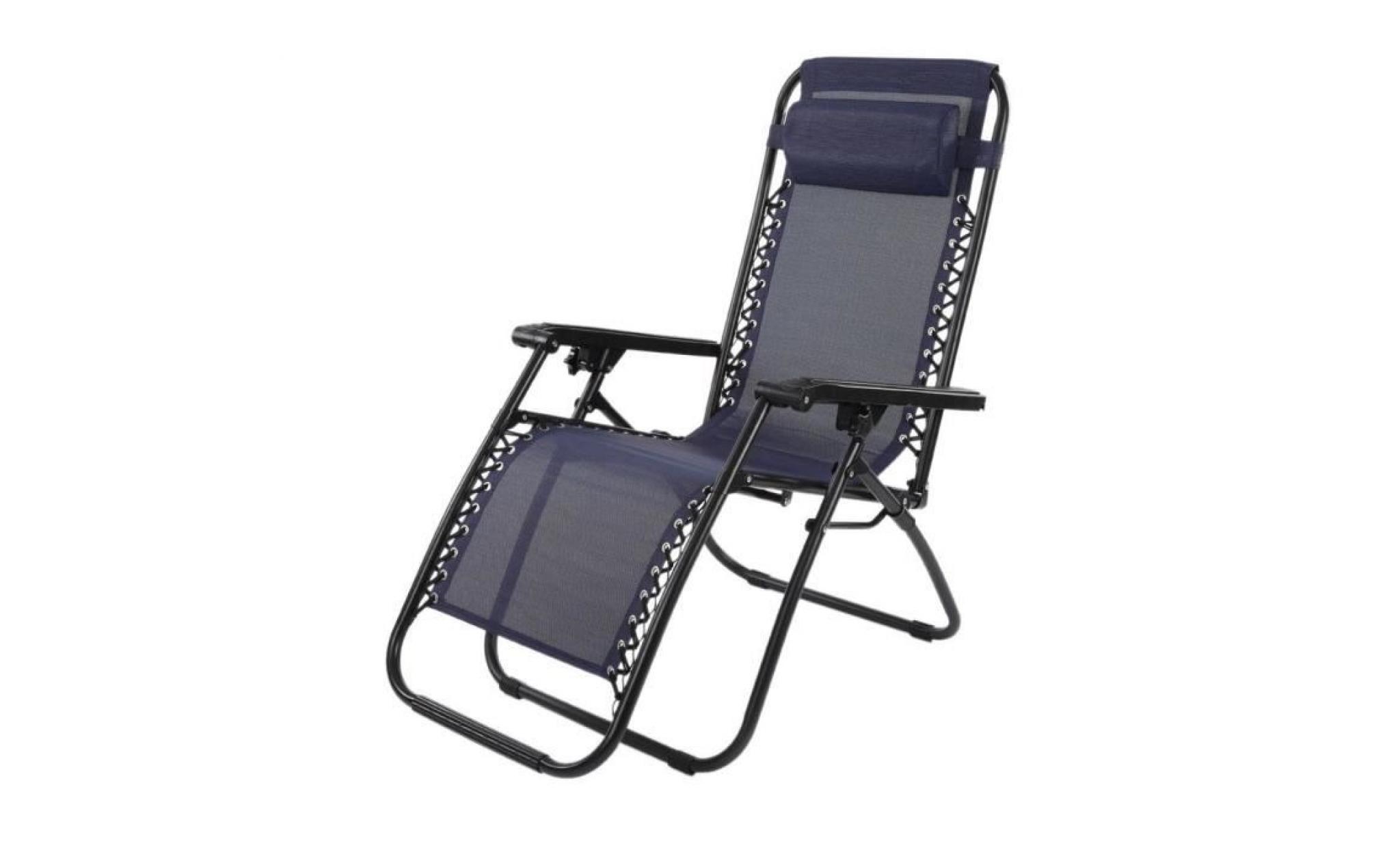 chaise longue fauteuil inclinable, transat de jardin  pour balcon, camping, plage （bleu）