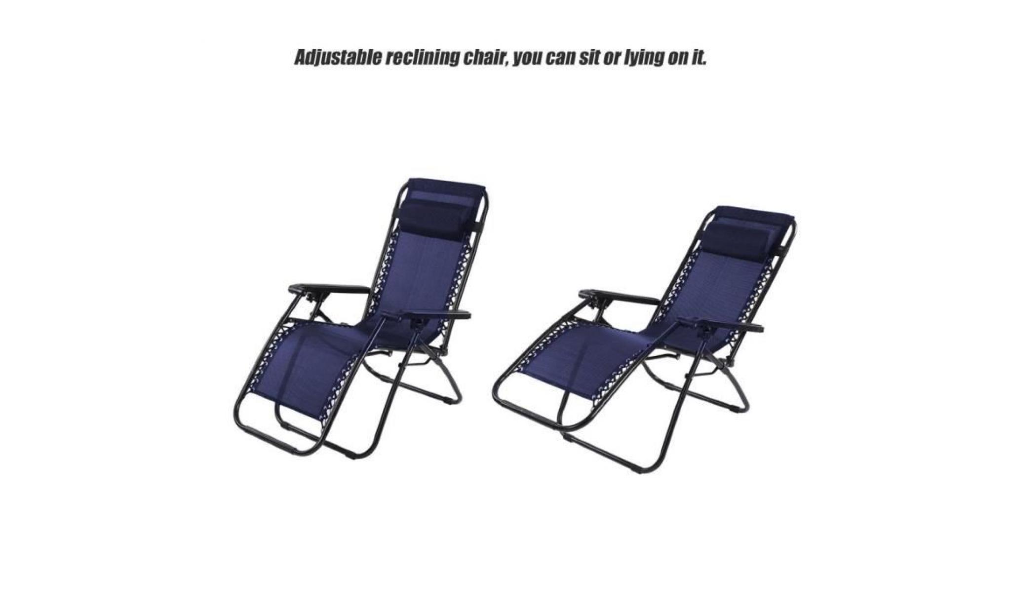 chaise longue fauteuil inclinable, transat de jardin  pour balcon, camping, plage （bleu） pas cher