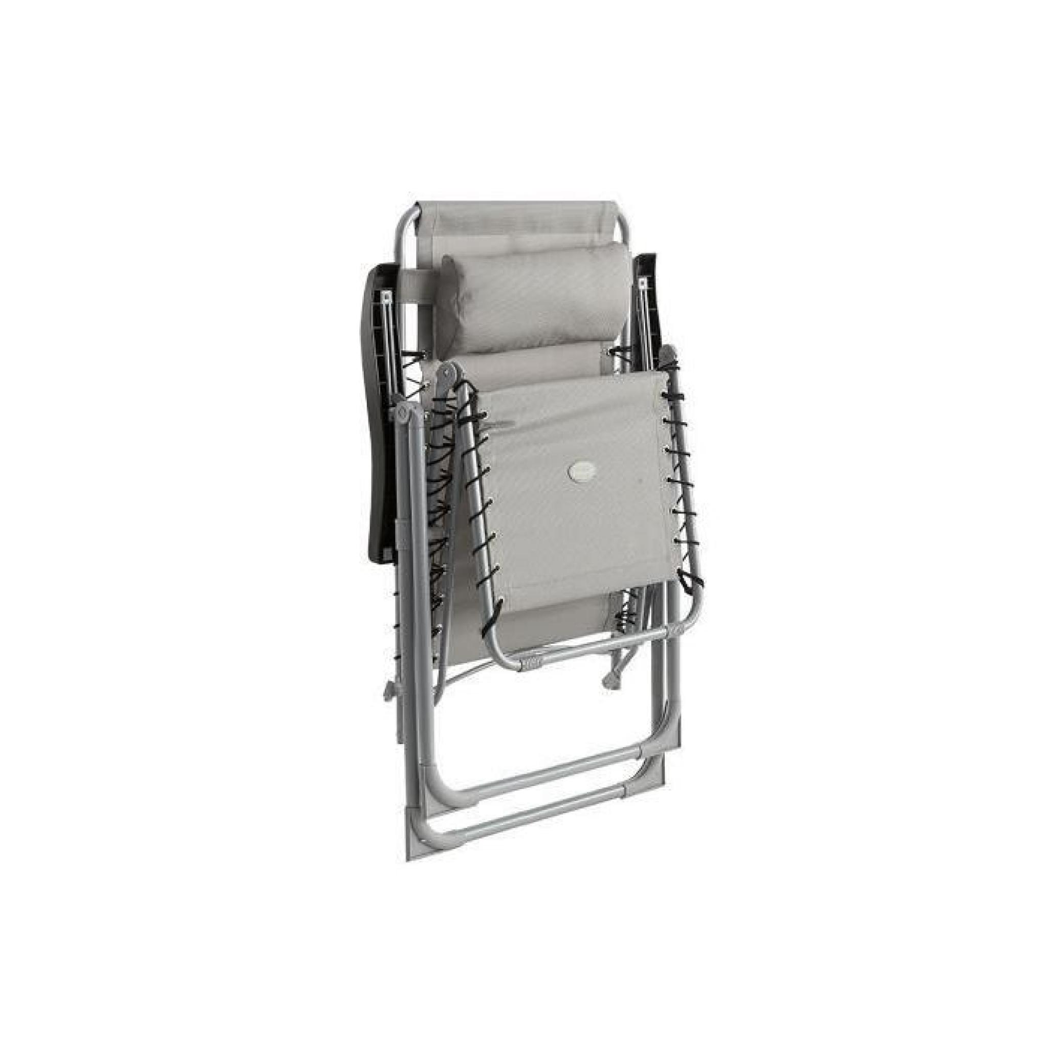 Chaise Longue Gris en Acier et texaline -Dim: 93 x 64 x 110 cm pas cher