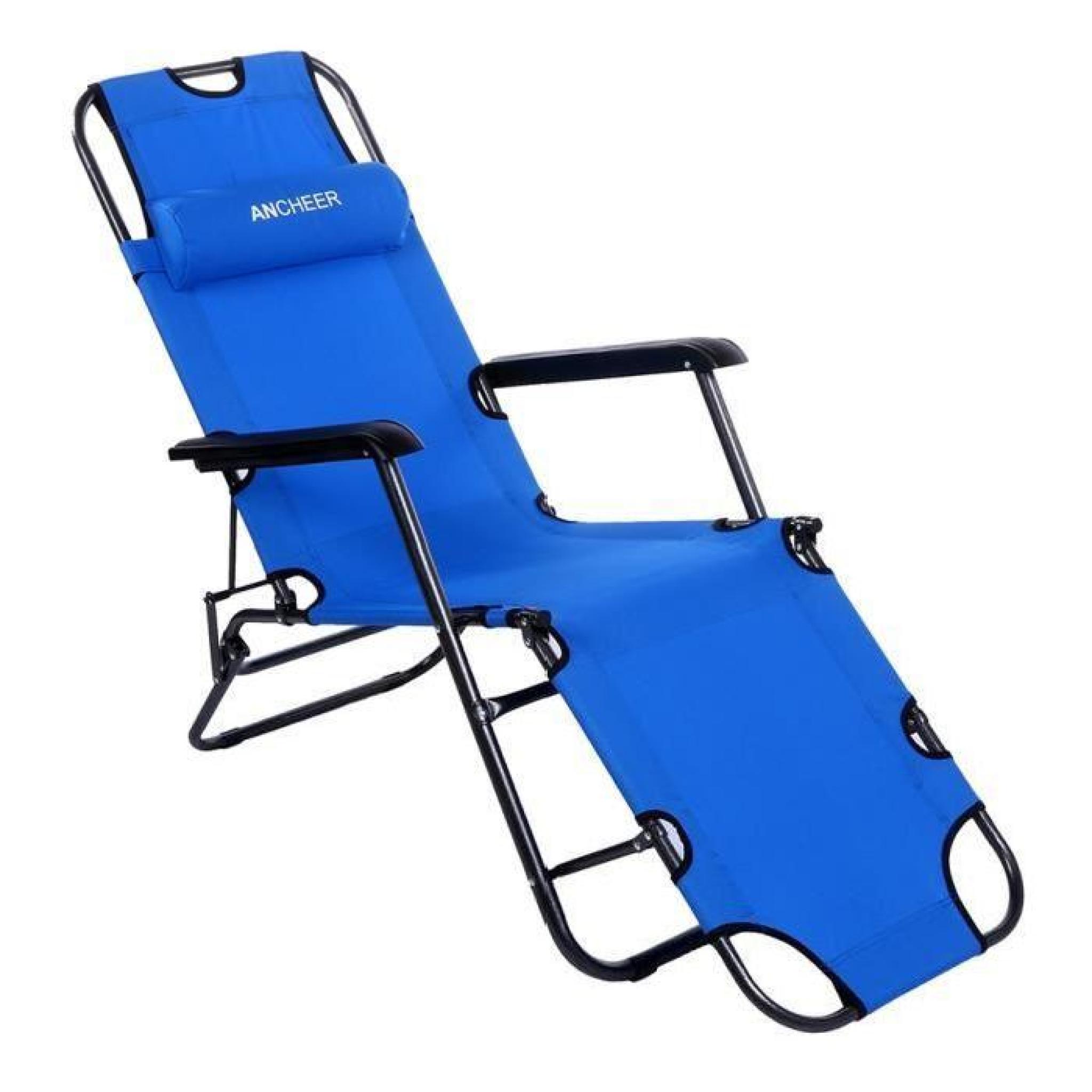 chaise longue pliant Lounge Nylon extérieur maison de plage de piscine chaise inclinable avec coussin