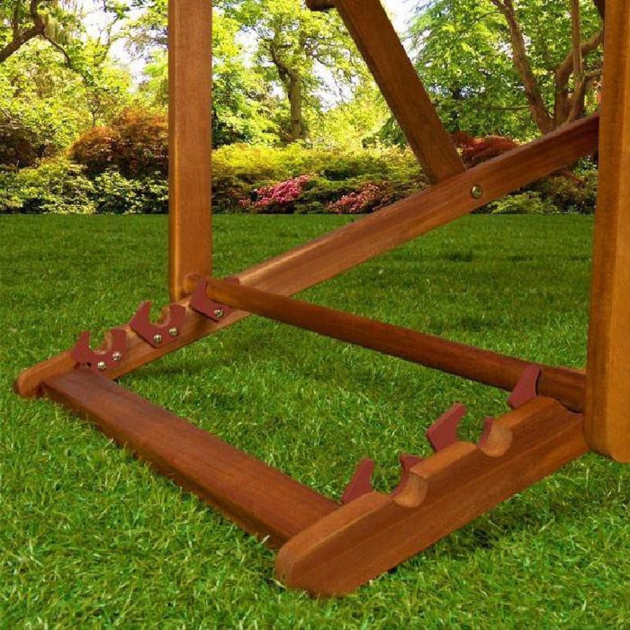 Chaise longue pliante en bois tissu Vert pas cher