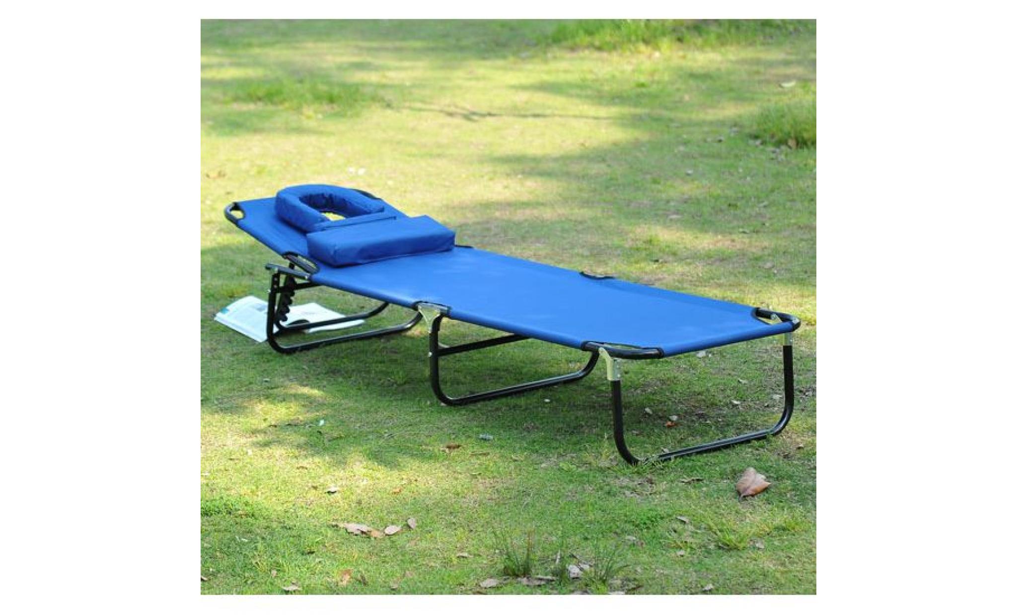 transat de jardin chaise longue pliante bain de soleil pour lecture bleu 40 pas cher