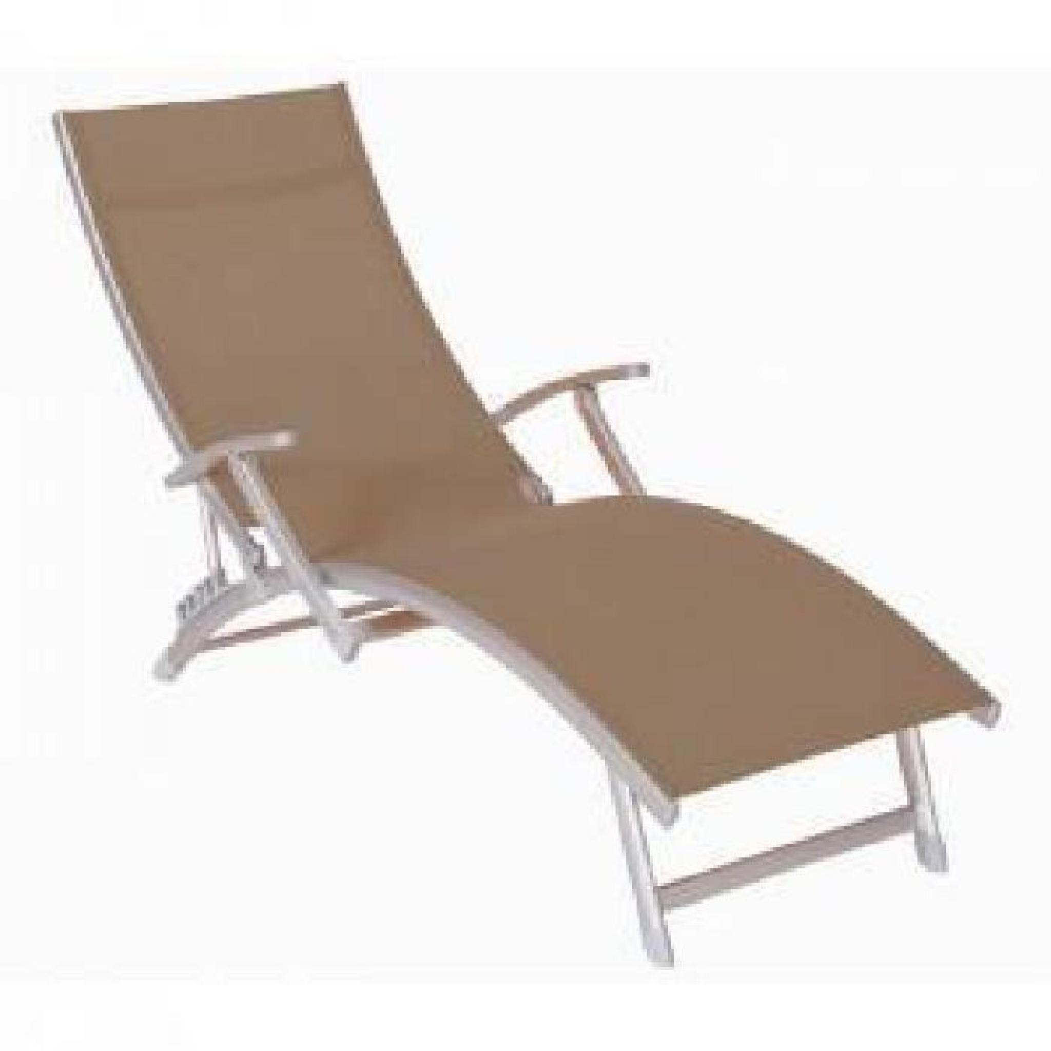 Chaise longue textilène taupe design Thanea pas cher