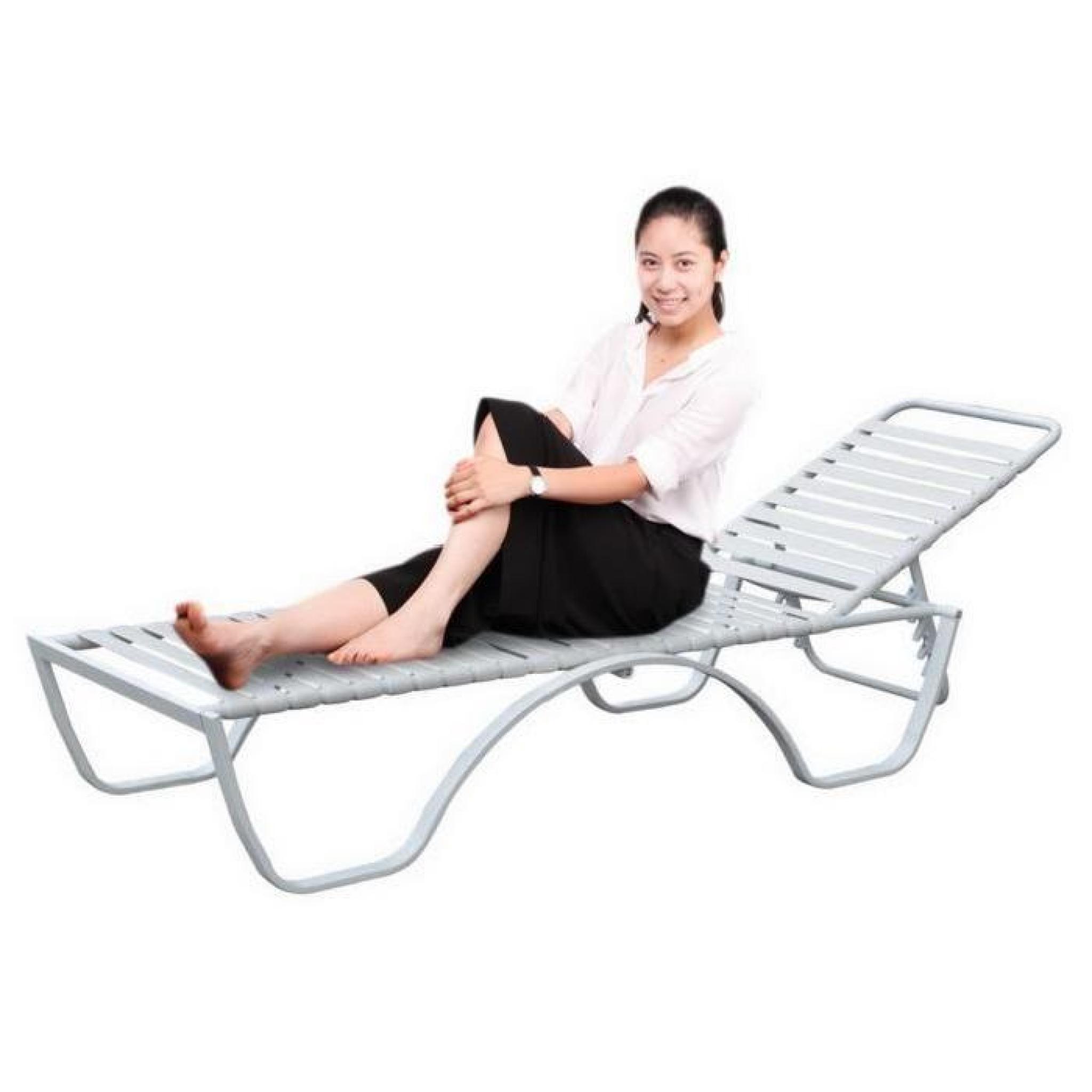 Chaise longues Homdox acier plaque empilable et bande Lounge chaise jardin chaise de Patio
