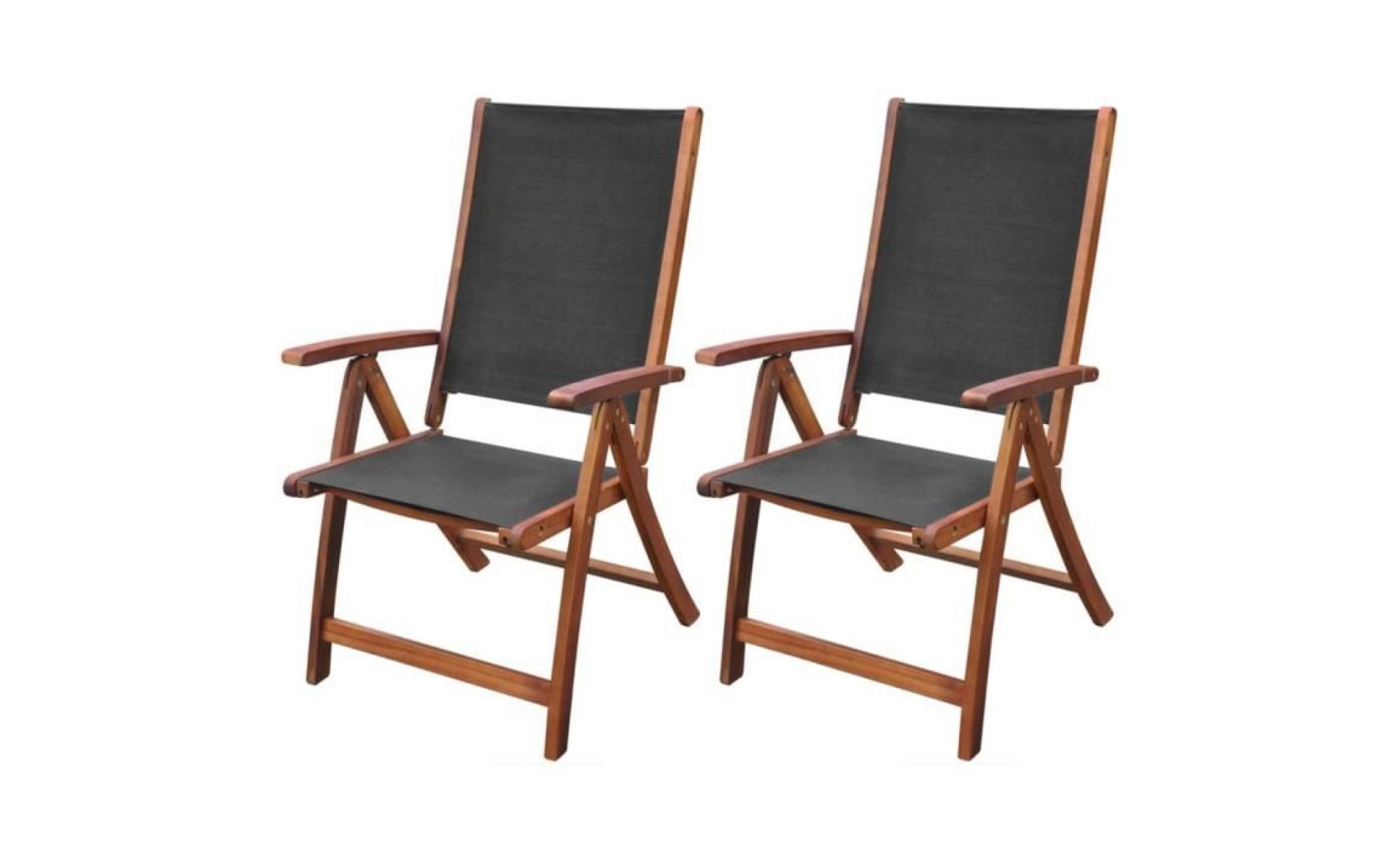 chaise pliable 2 pièces en bois d'acacia noir