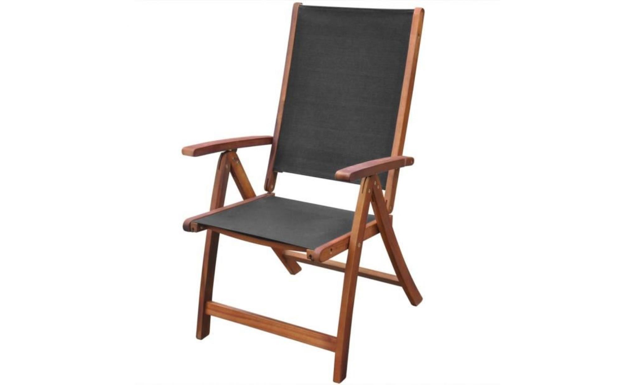 chaise pliable 2 pièces en bois d'acacia noir pas cher