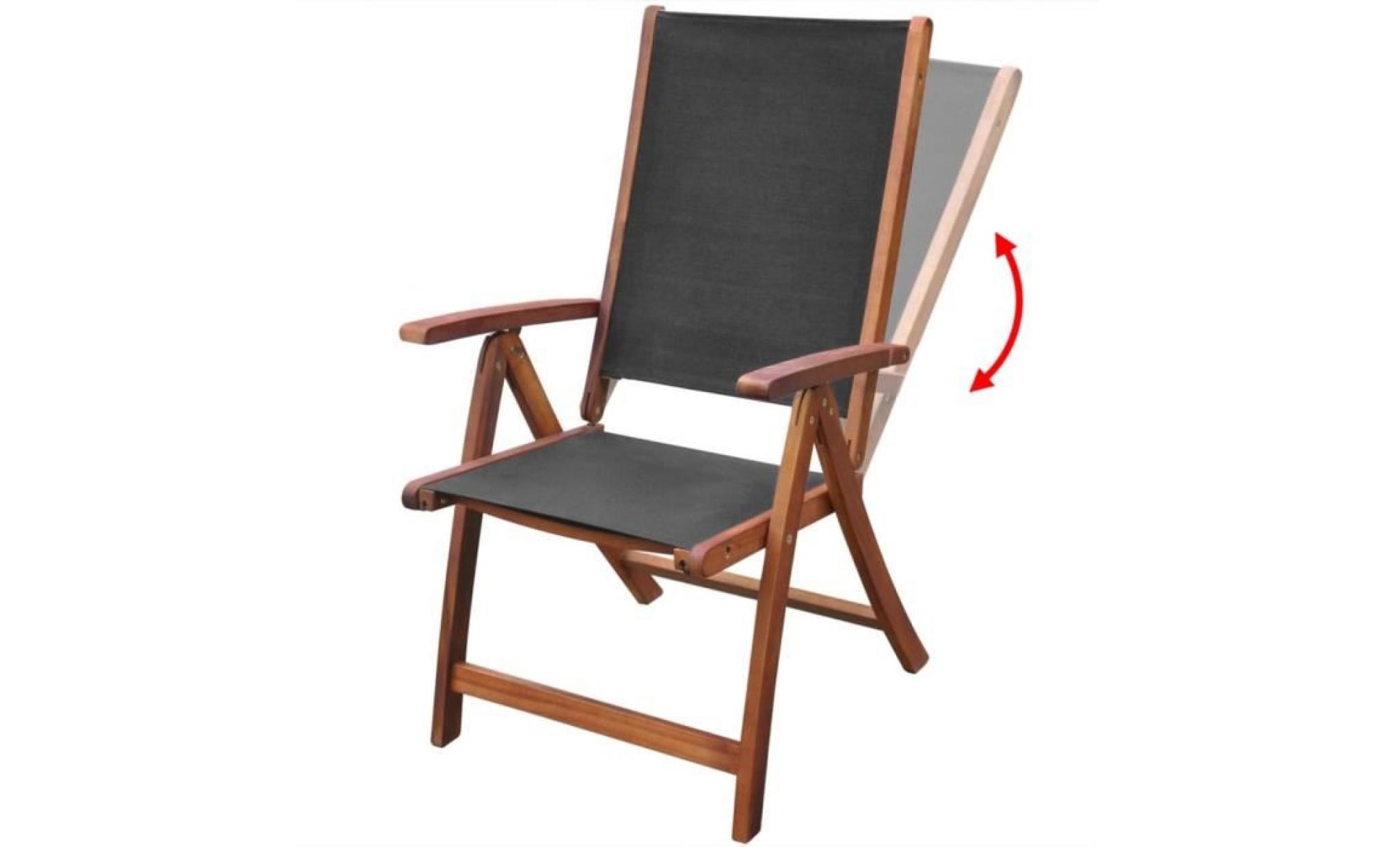 chaise pliable 2 pièces en bois d'acacia noir pas cher