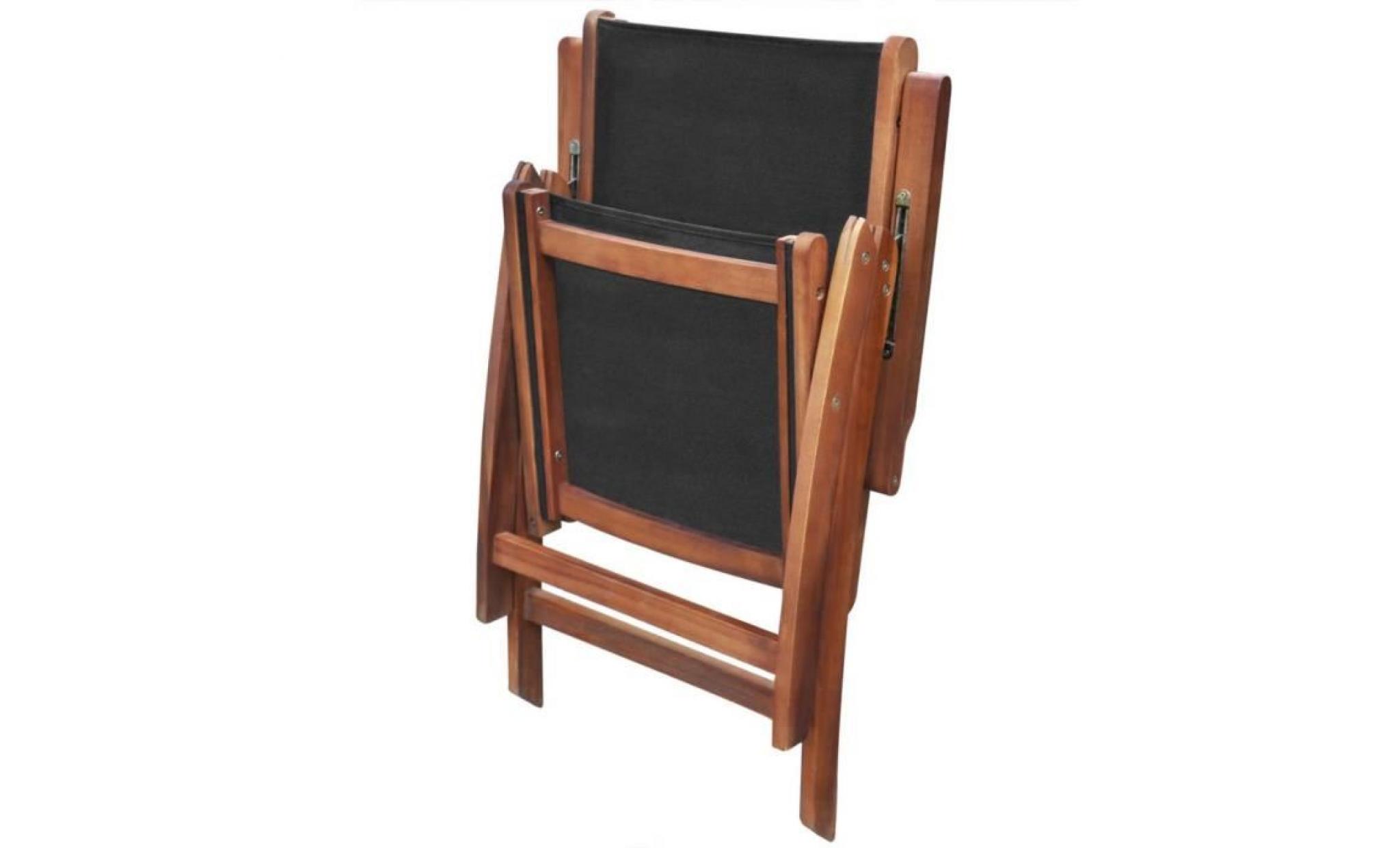 chaise pliable 2 pièces en bois d'acacia noir noir pas cher