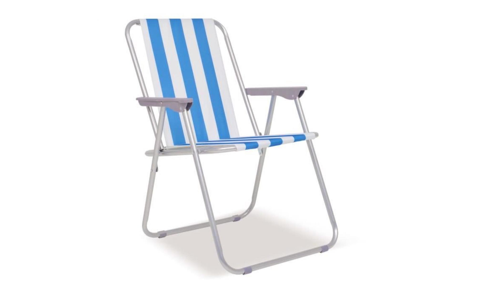 chaise pliable de camping 6 pcs bleu et blanc acier