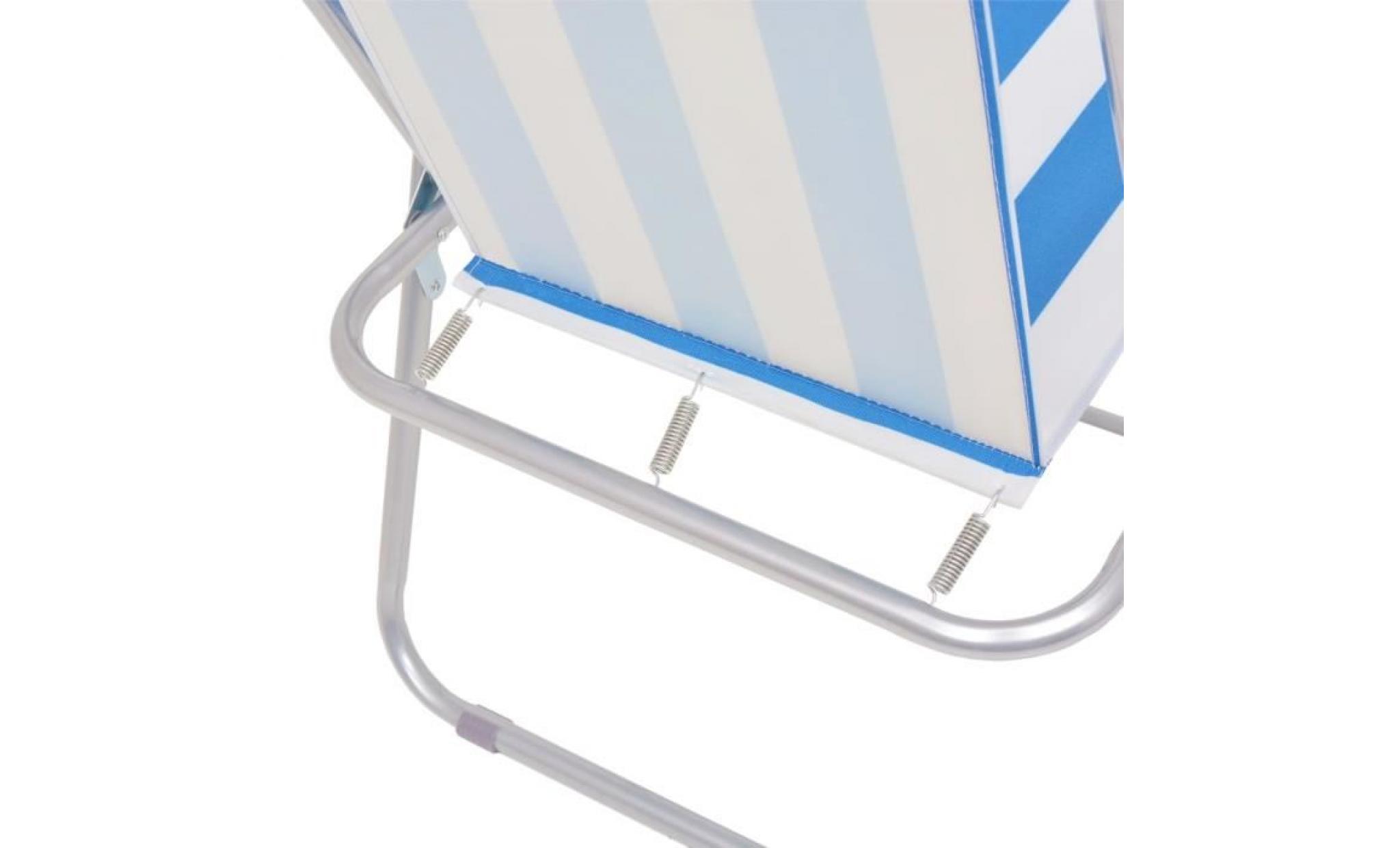 chaise pliable de camping 6 pcs bleu et blanc acier pas cher