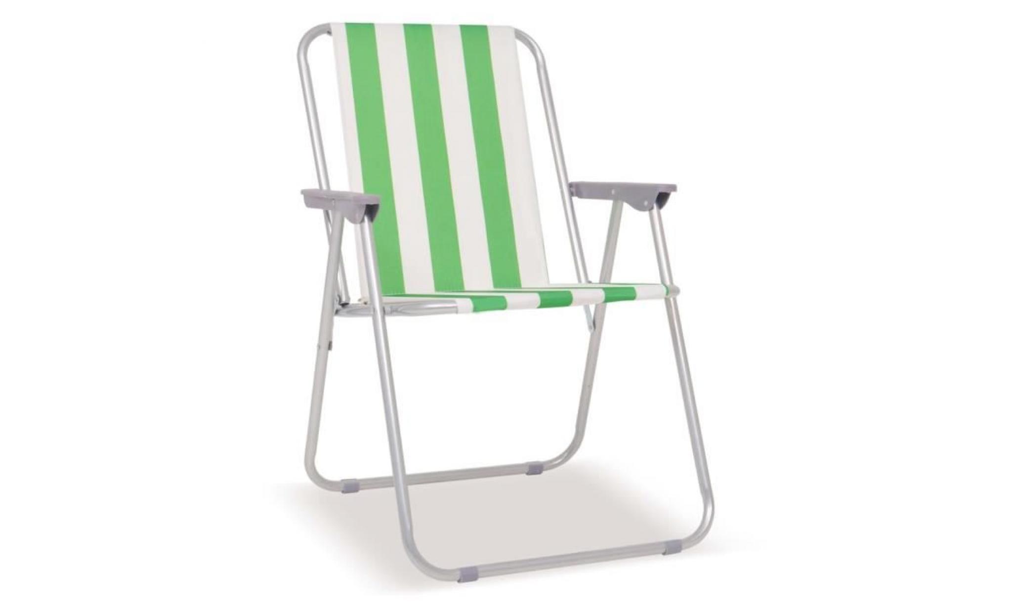chaise pliable de camping 6 pcs vert et blanc acier