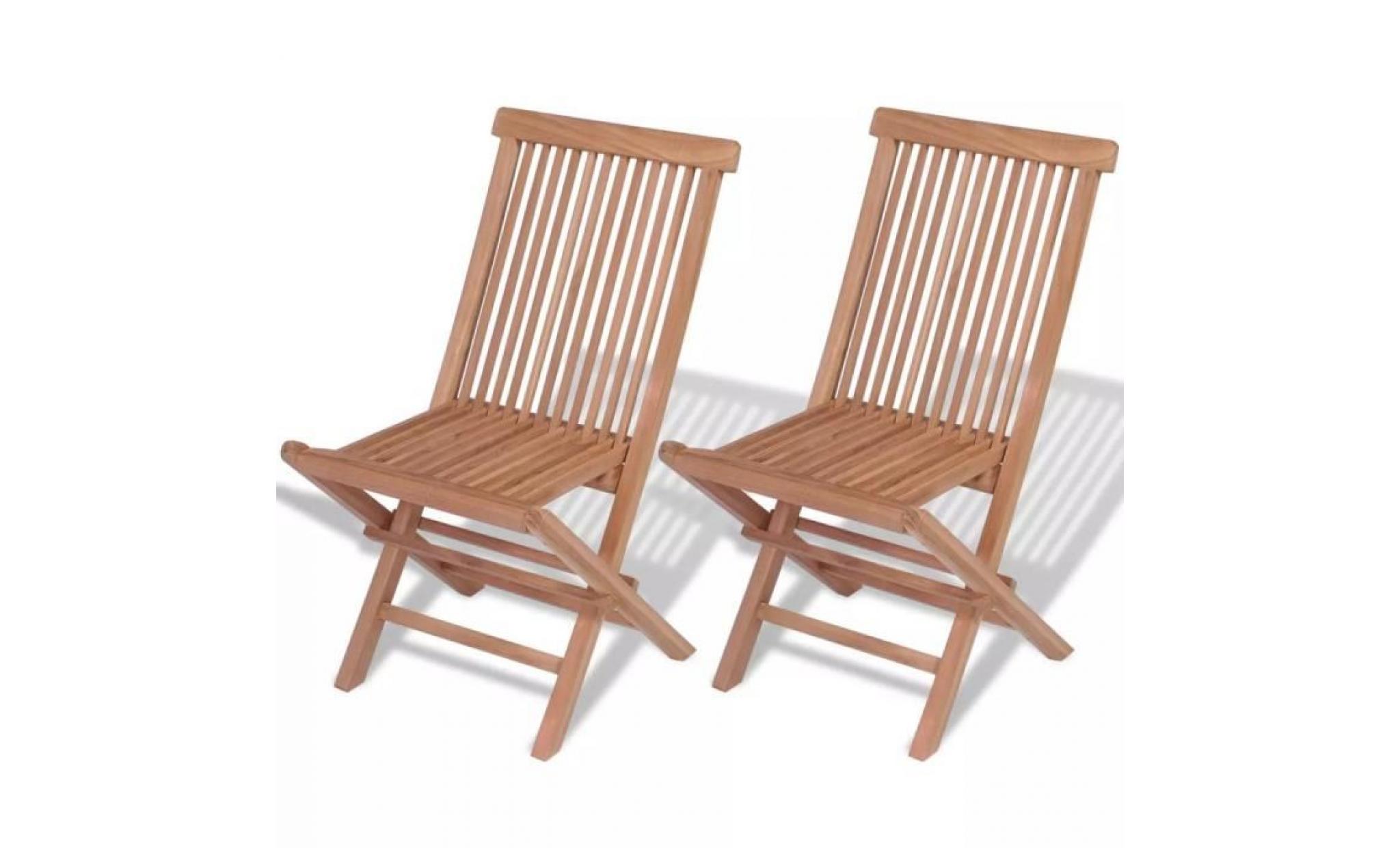 chaise pliable en teck 2 pcs 47 x 60 x 89 cm brun