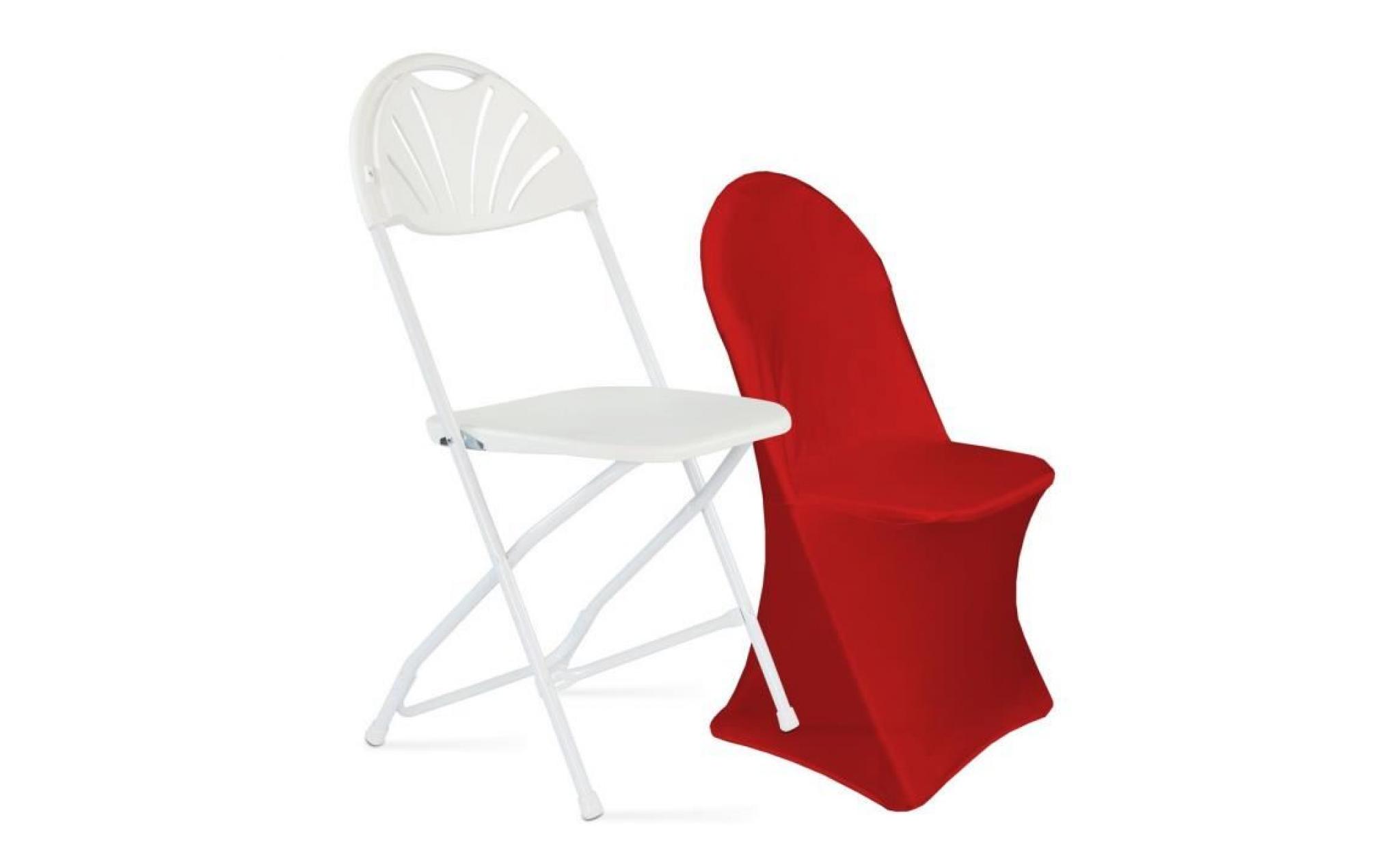 chaise pliante blanche et housse de chaise rouge