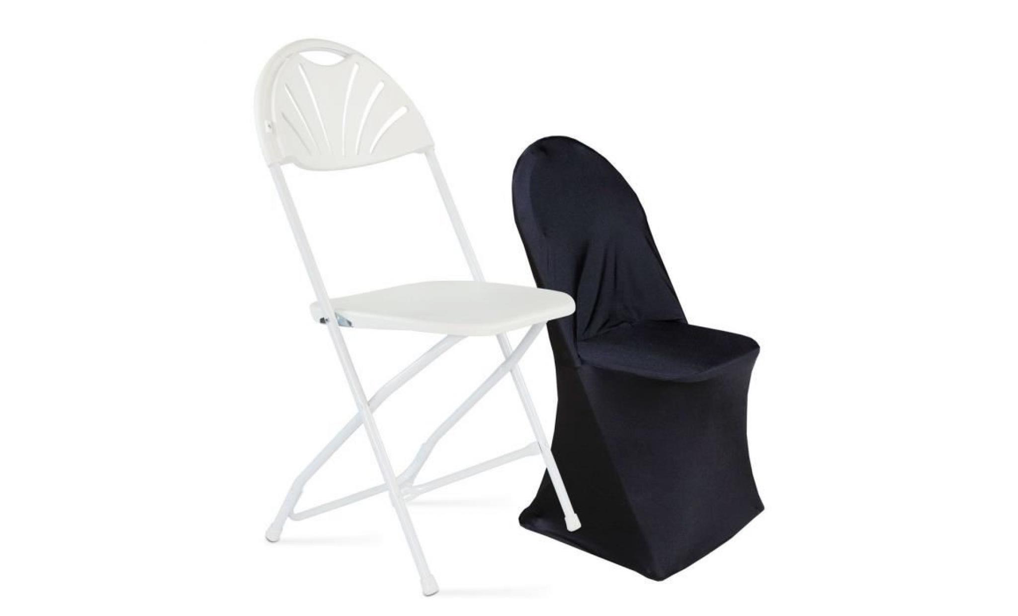chaise pliante blanche et housse de chaise noire