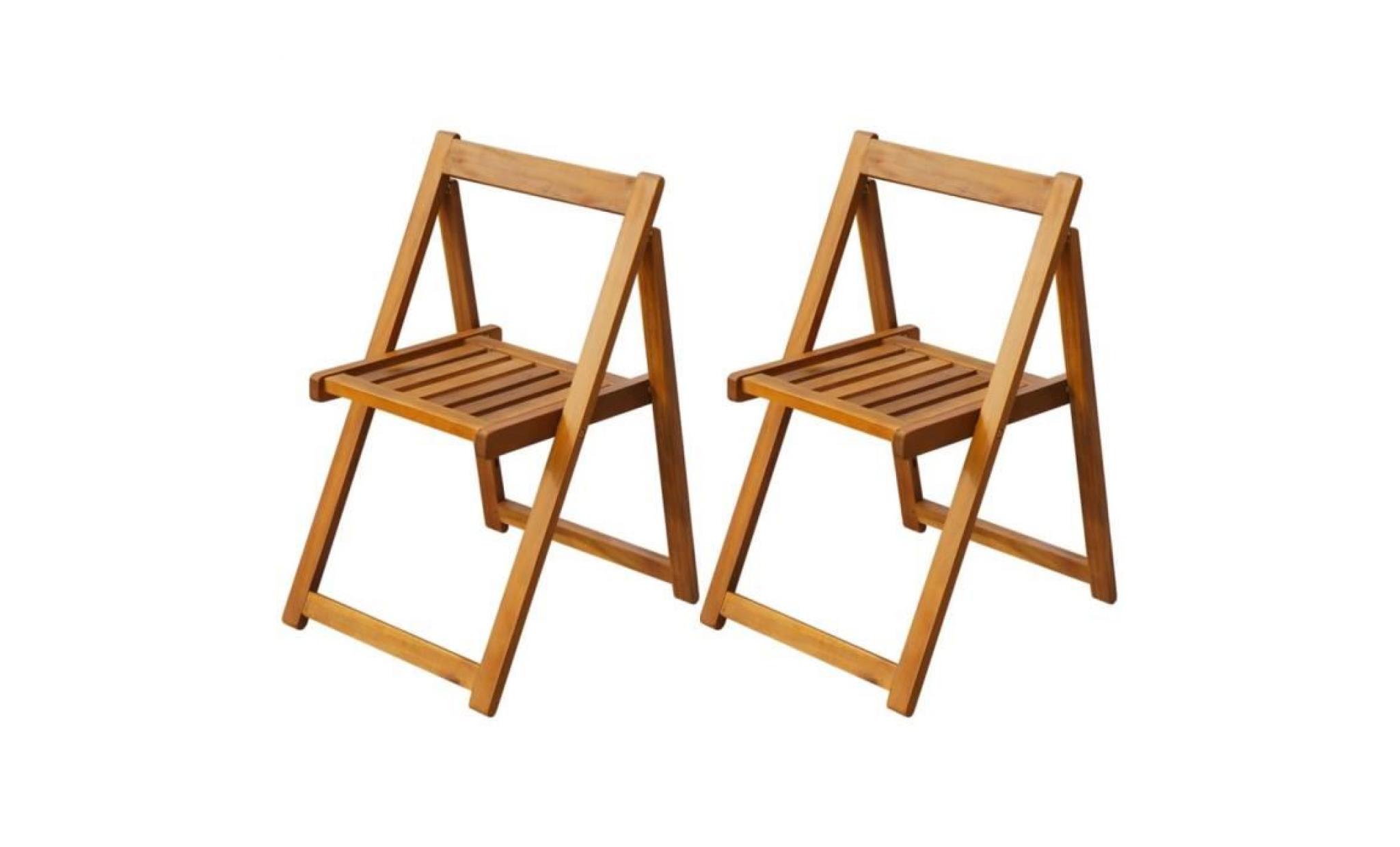 chaise pliante d'extérieur 2 pièces bois d'acacia