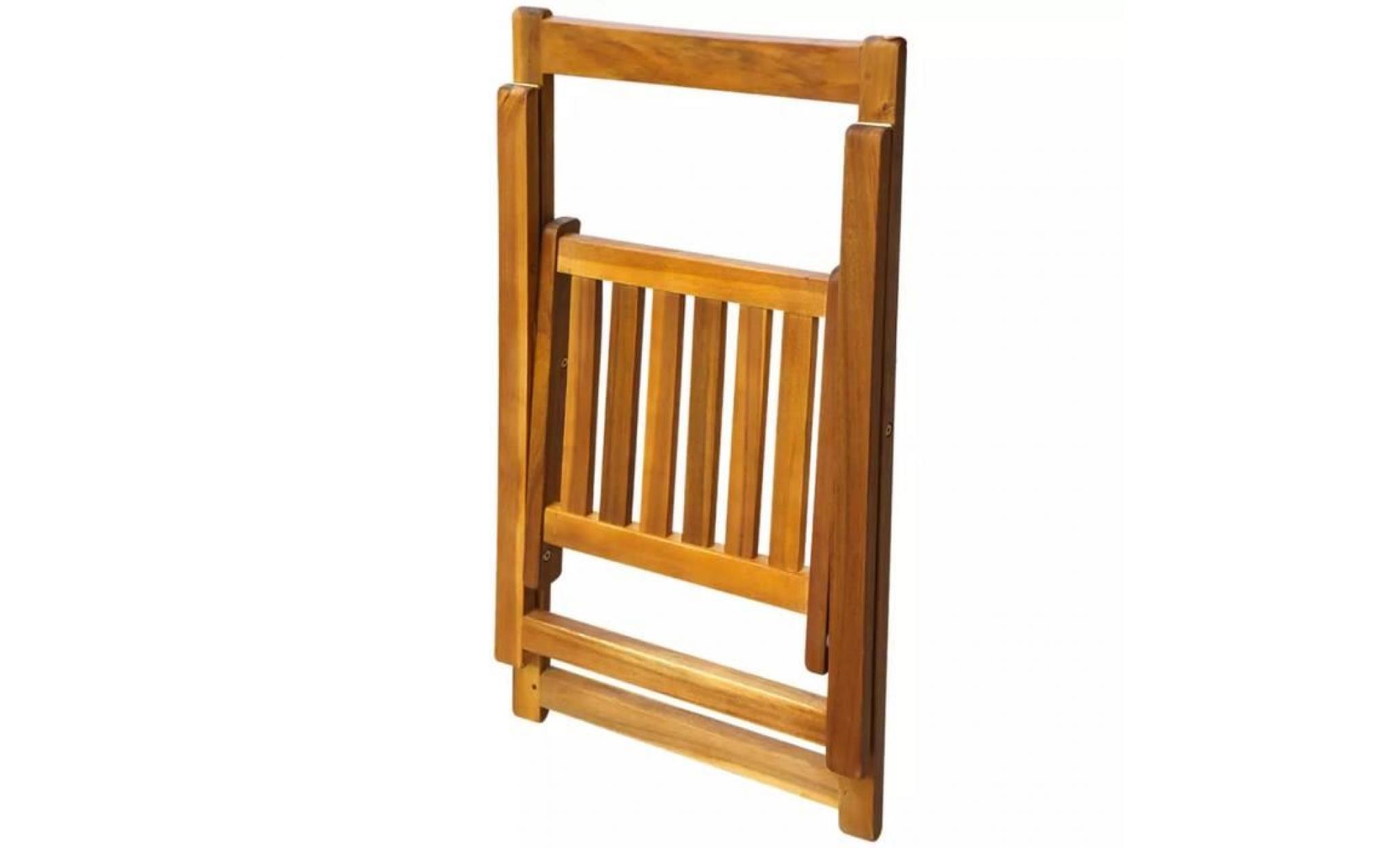 chaise pliante d'extérieur 2 pièces bois d'acacia pas cher