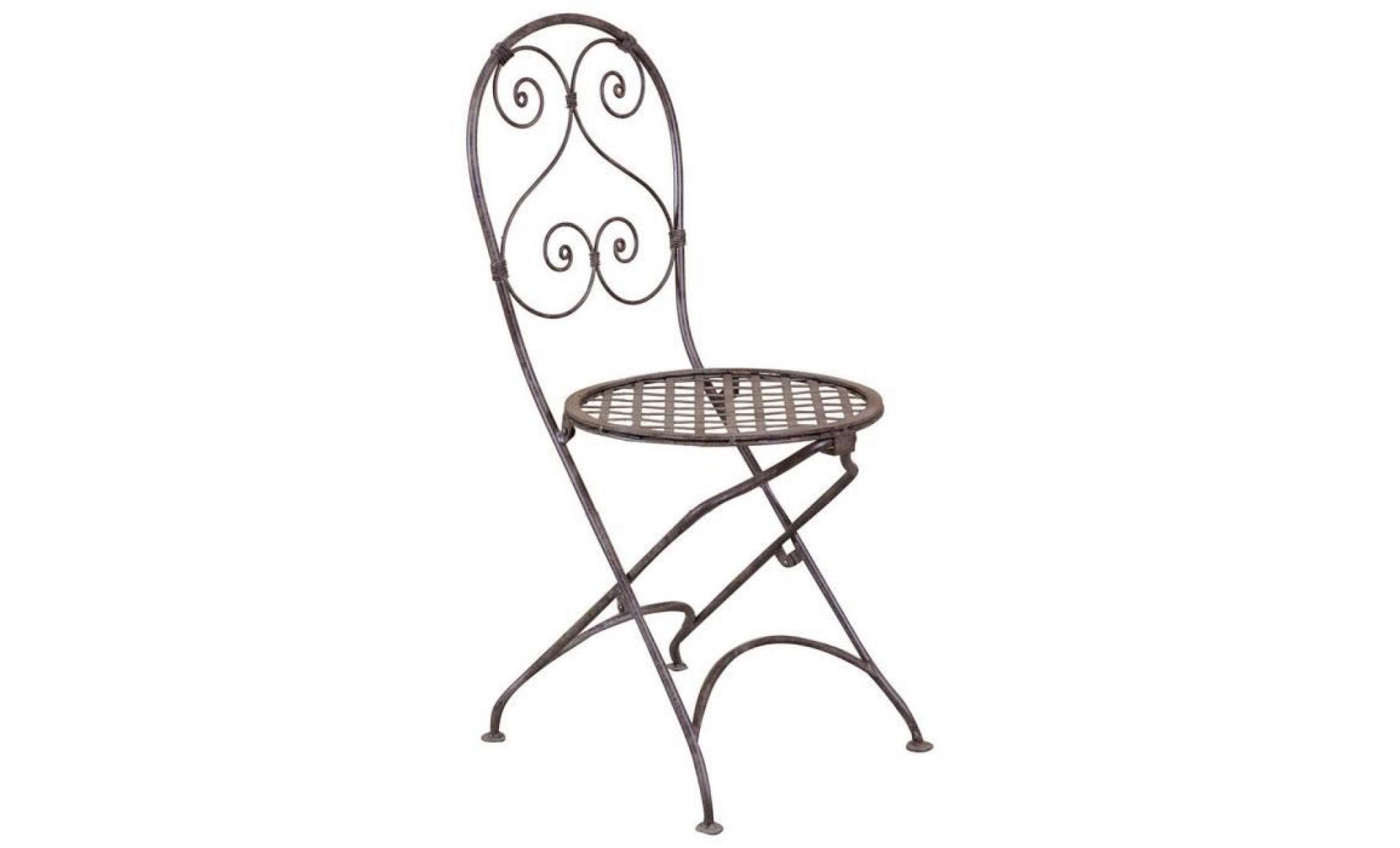 chaise pliante en fer forgé fini rouille antique 40x45x94 cm