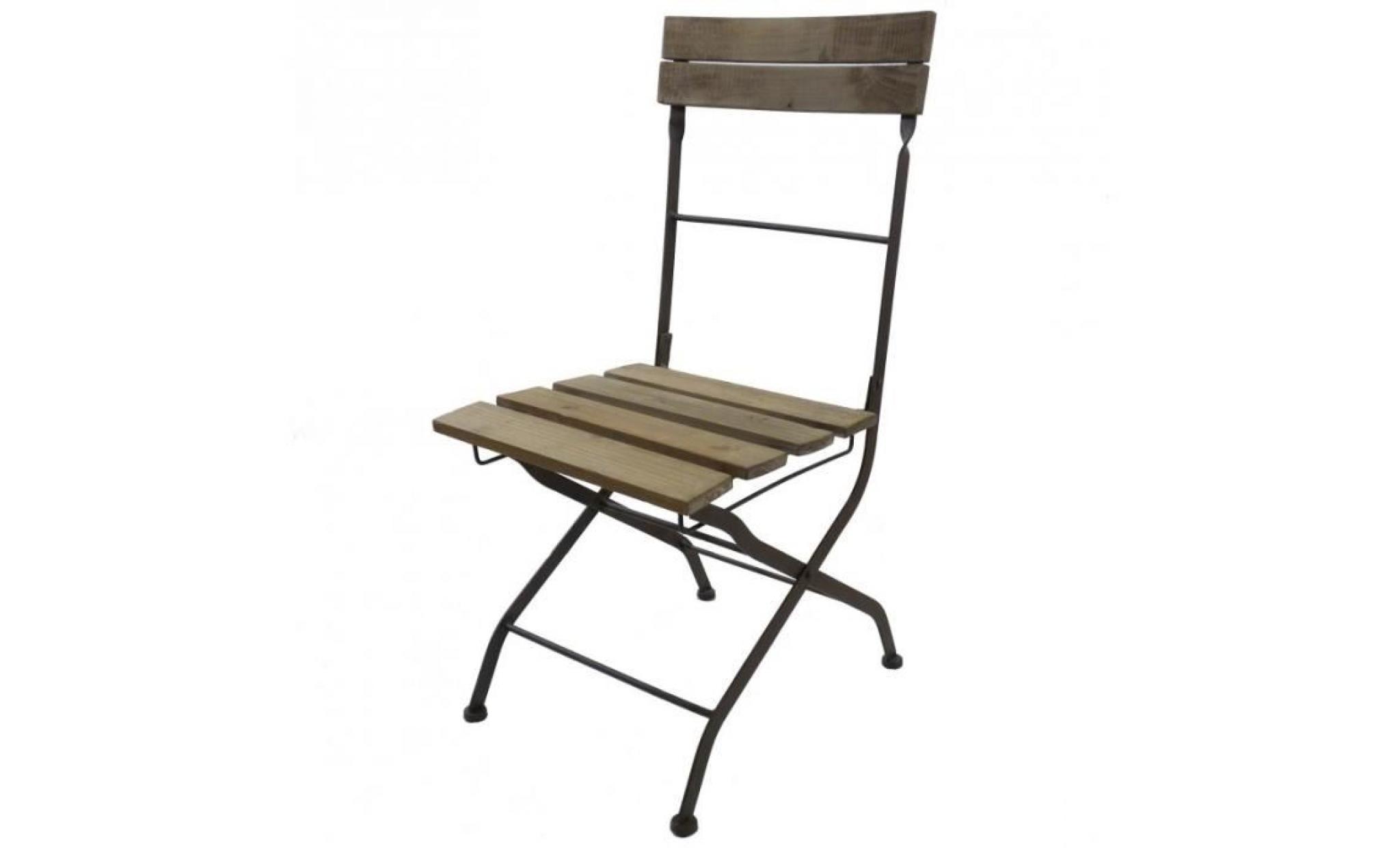 chaise pliante fauteuil intérieur extérieur en bois et fer 42x52x91cm