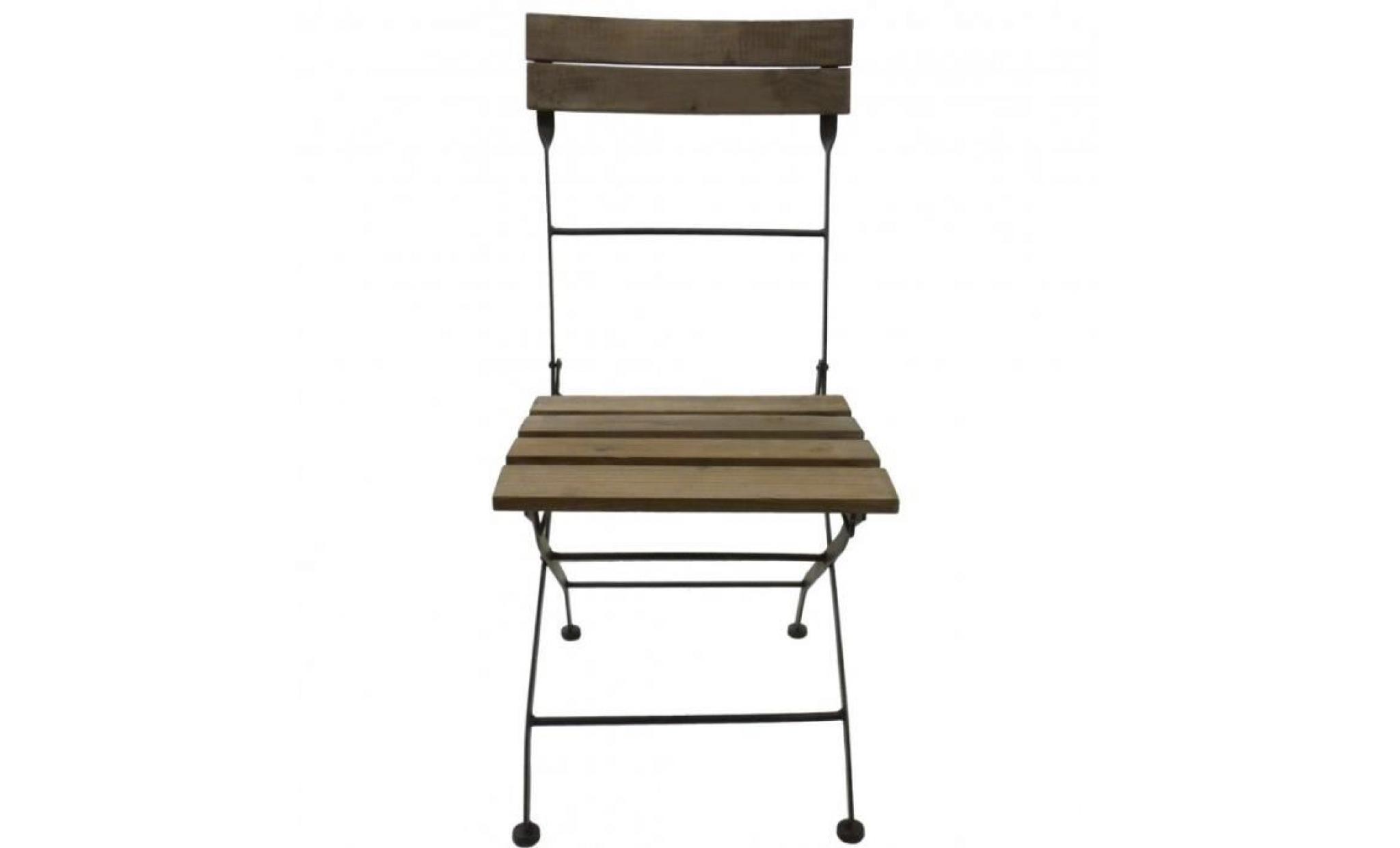 chaise pliante fauteuil intérieur extérieur en bois et fer 42x52x91cm pas cher