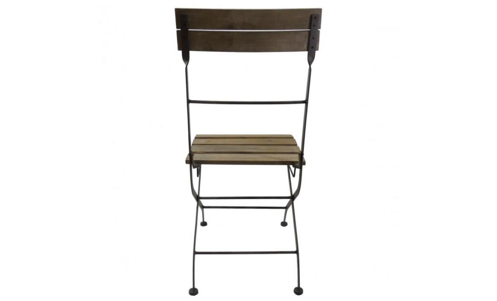 chaise pliante fauteuil intérieur extérieur en bois et fer 42x52x91cm pas cher