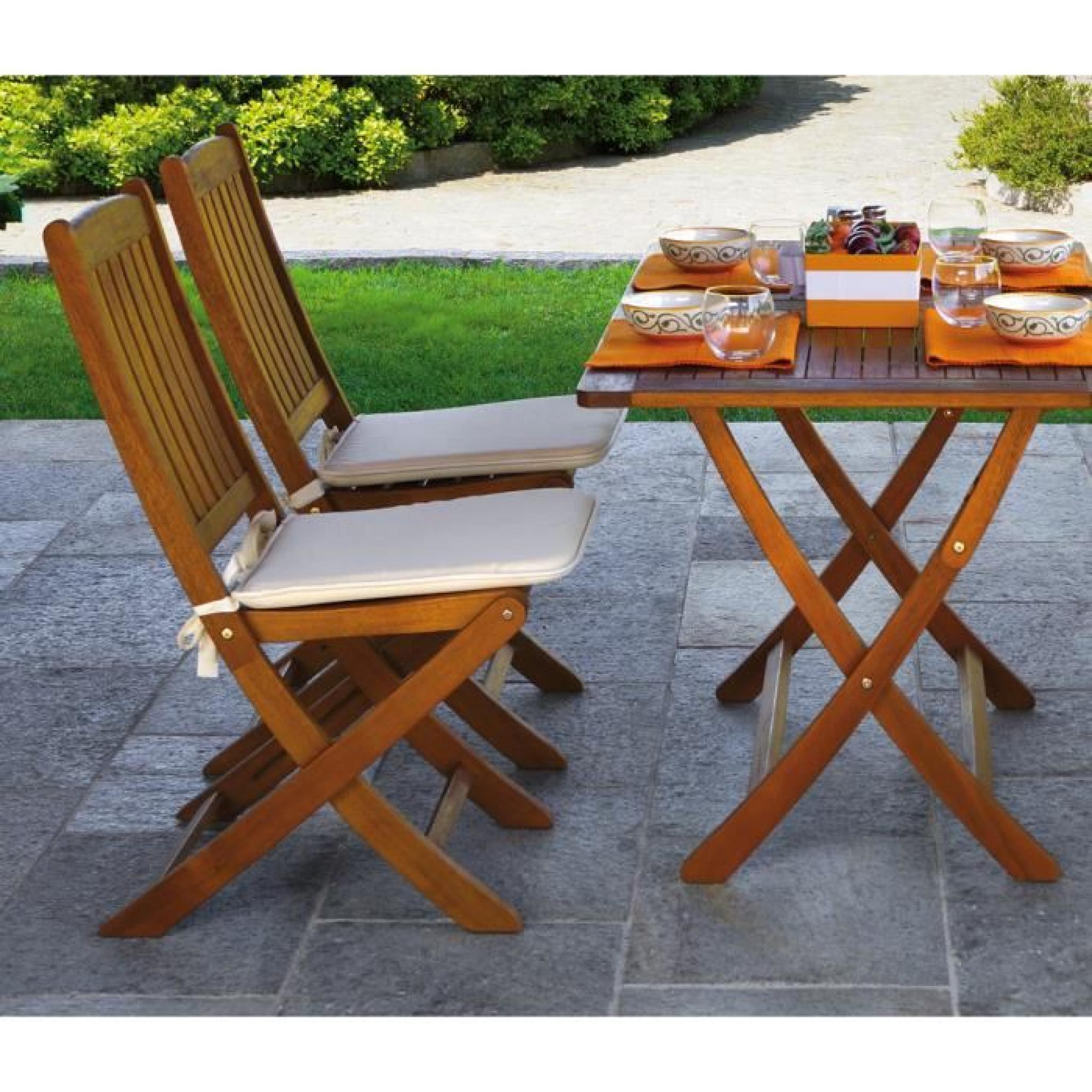 Chaise pliante pour jardin en bois exotique coloris bois naturel - Dim : H 92 x L 45 x P 58 cm pas cher