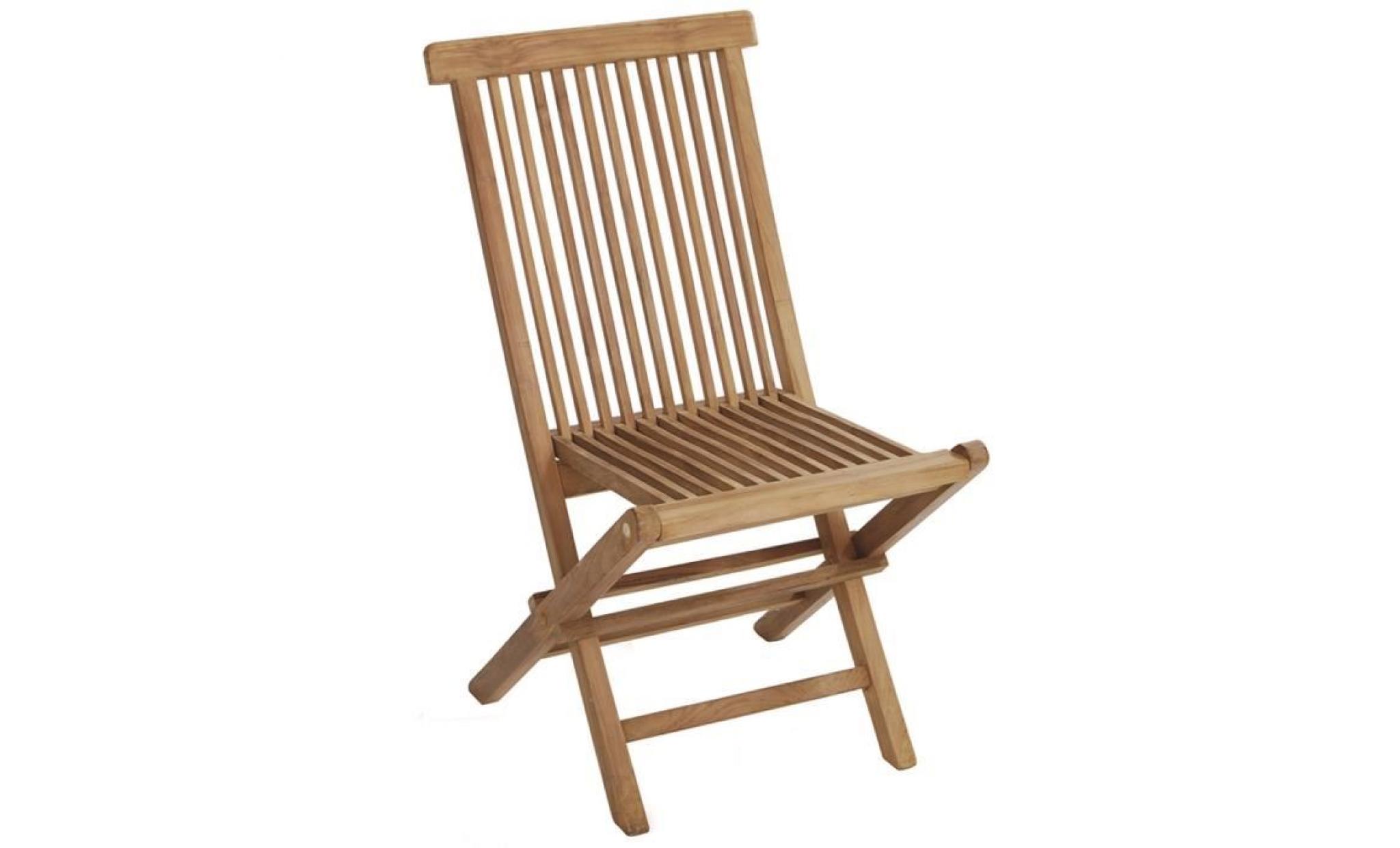 Chaise pliante pour jardin en bois teck, coloris naturel - Dim : 91 x 46 x 61 cm