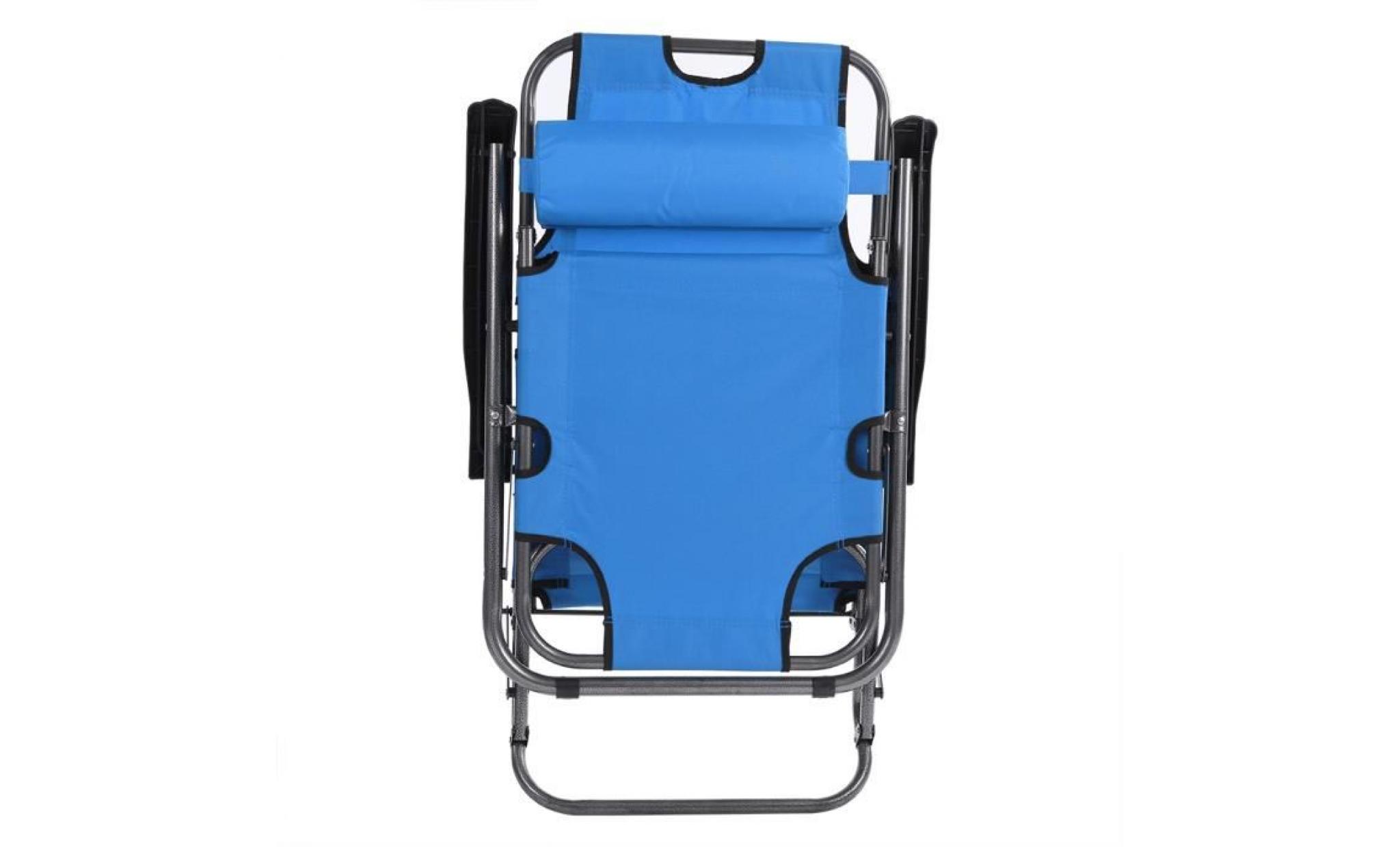 chaise portable et pliable avec accoudoir  chaise inclinable pour balcon ou plage (bleu clair) pas cher