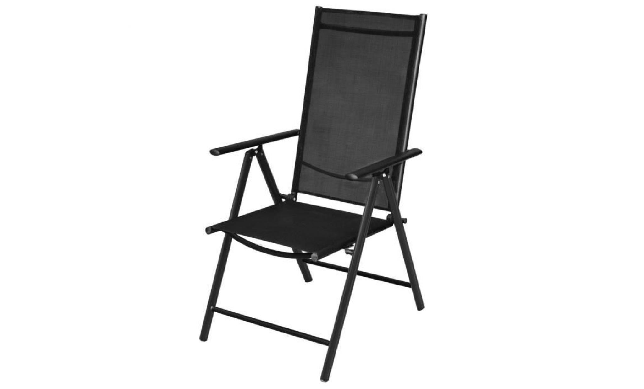 chaises d'exterieur  chaise de jardin pliable 2 pcs en aluminium noir