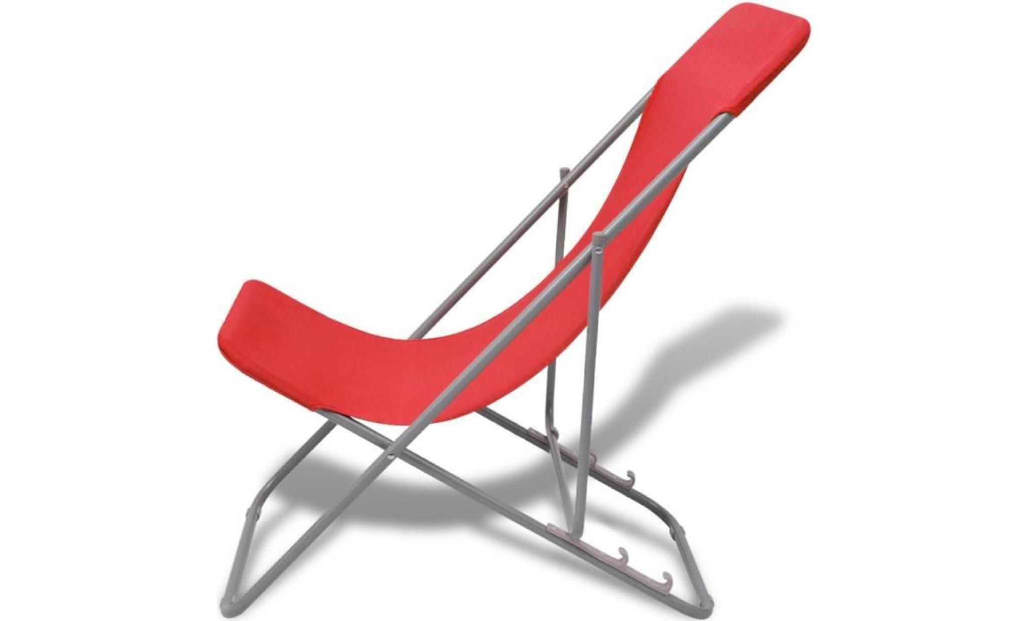 chaises d'exterieur vidaxl chaise de plage pliable 2 pcs rouge