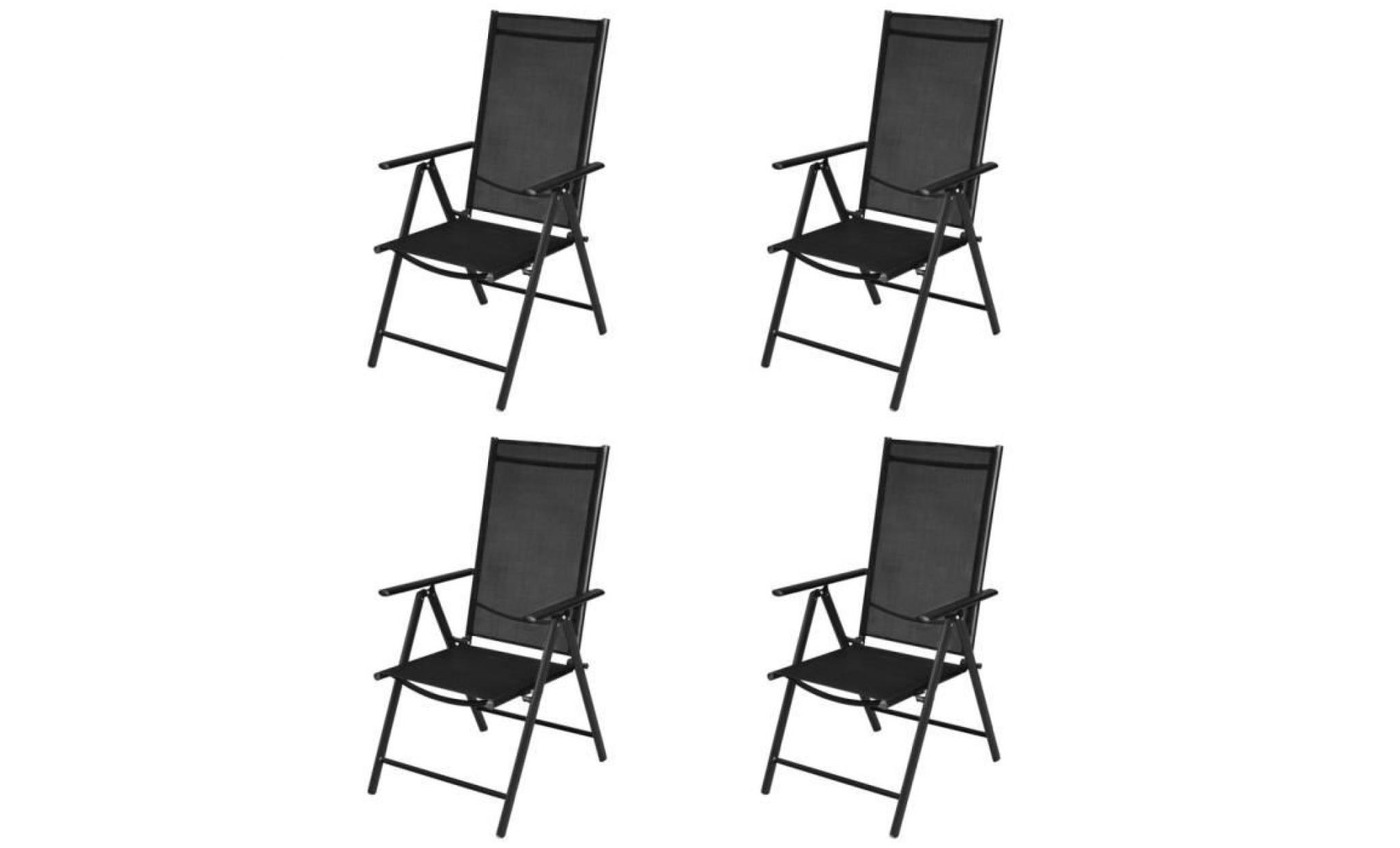 chaises d'exterieur vidaxl chaises d'exterieur 4 pcs 54x73x107 cm aluminium noir