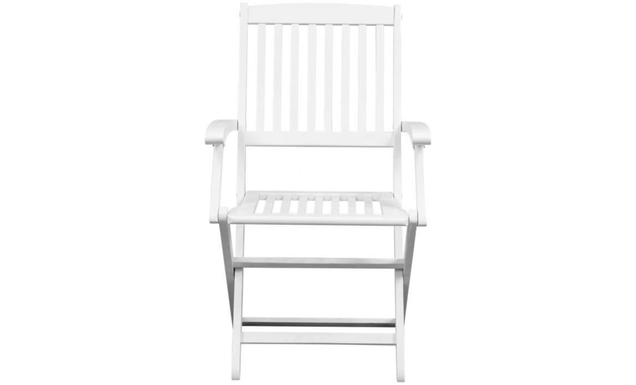 chaises d'exterieur vidaxl chaises pliantes en bois d'acacia 2 pieces blanc