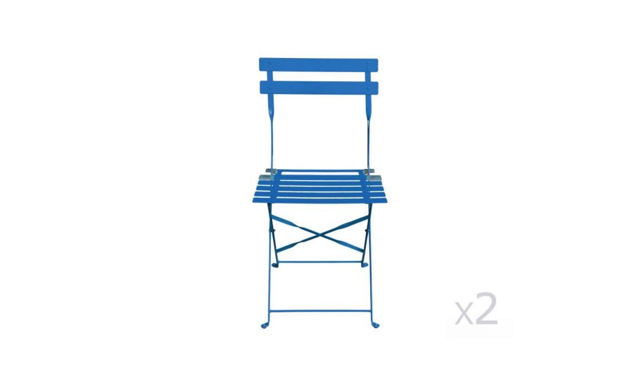chaises de jardin acier pliantes (lot de 2) pop   bleu
