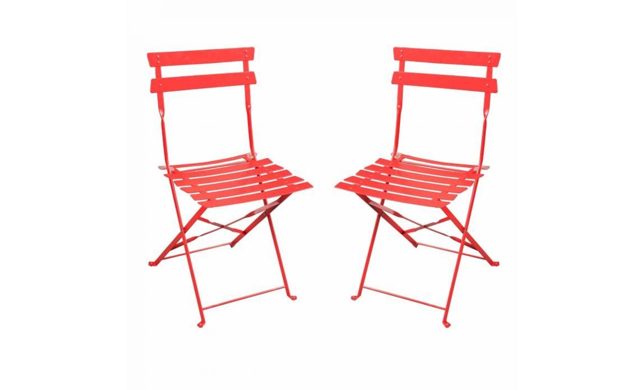 chaises de jardin acier pliantes (par 2) pop rouge