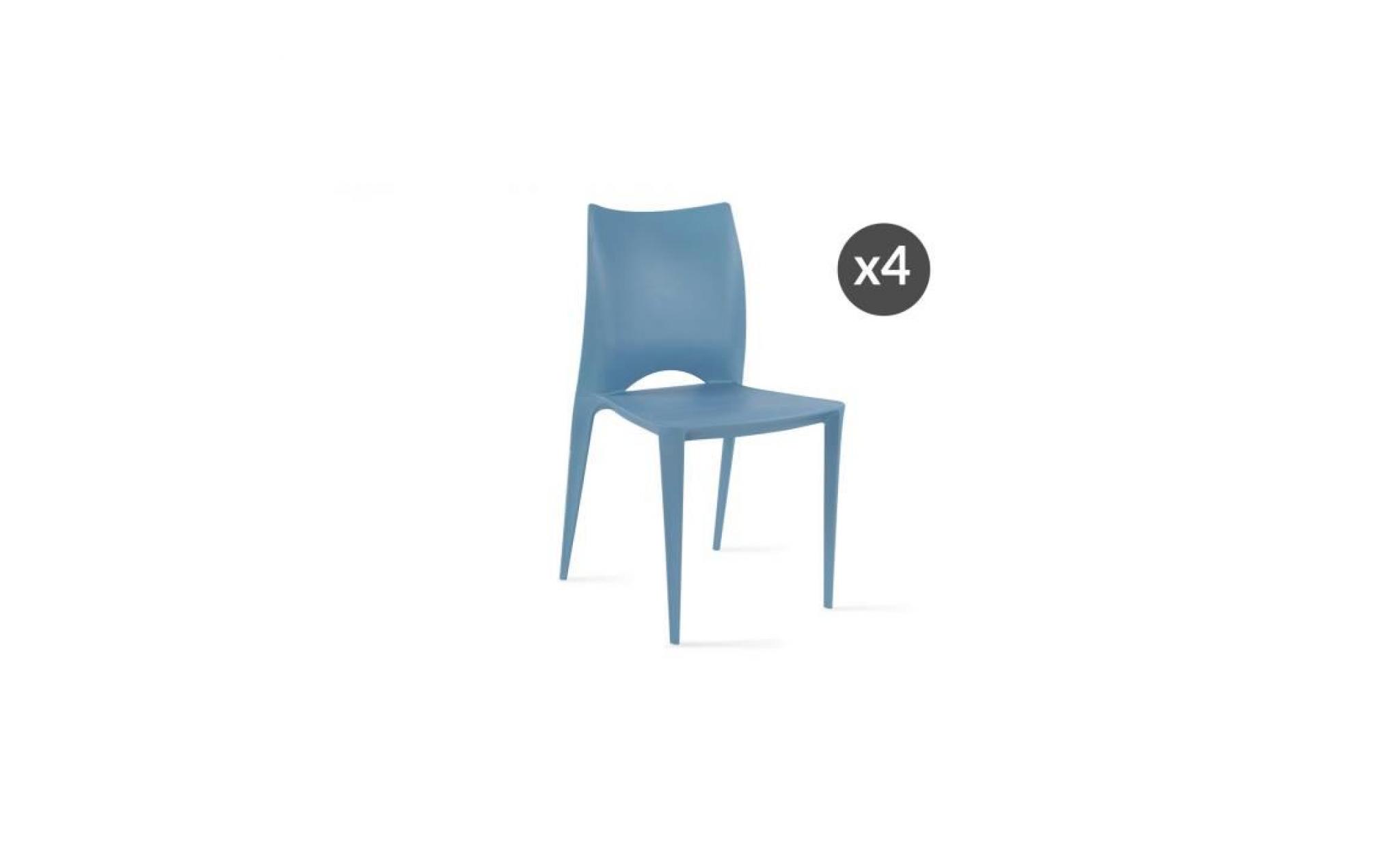 chaises de jardin en plastique lot de 4 bleu