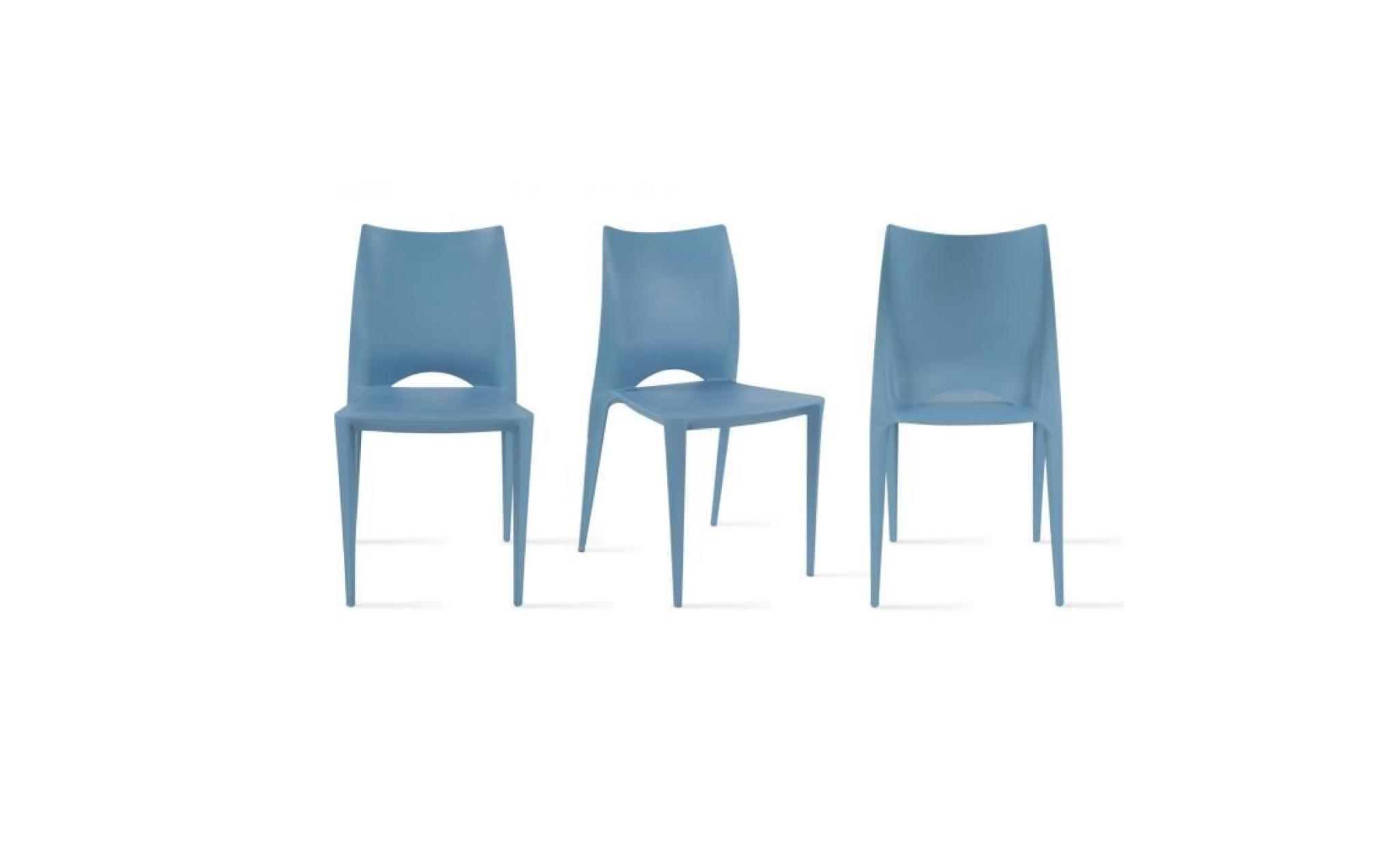 chaises de jardin en plastique lot de 4 bleu pas cher