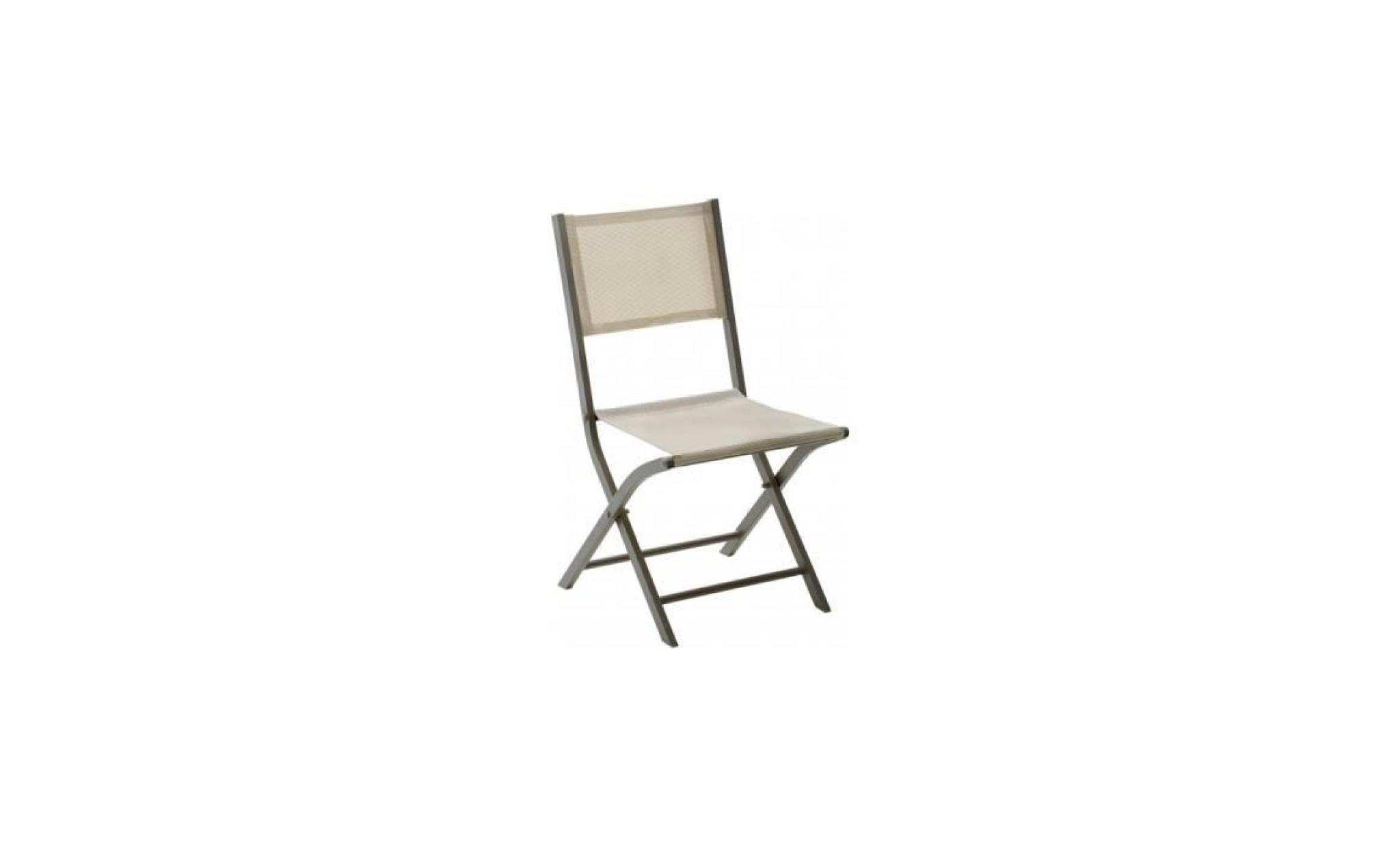 chaises de jardin pliantes aluminium taupe textilène écru (x2) 52 taupe