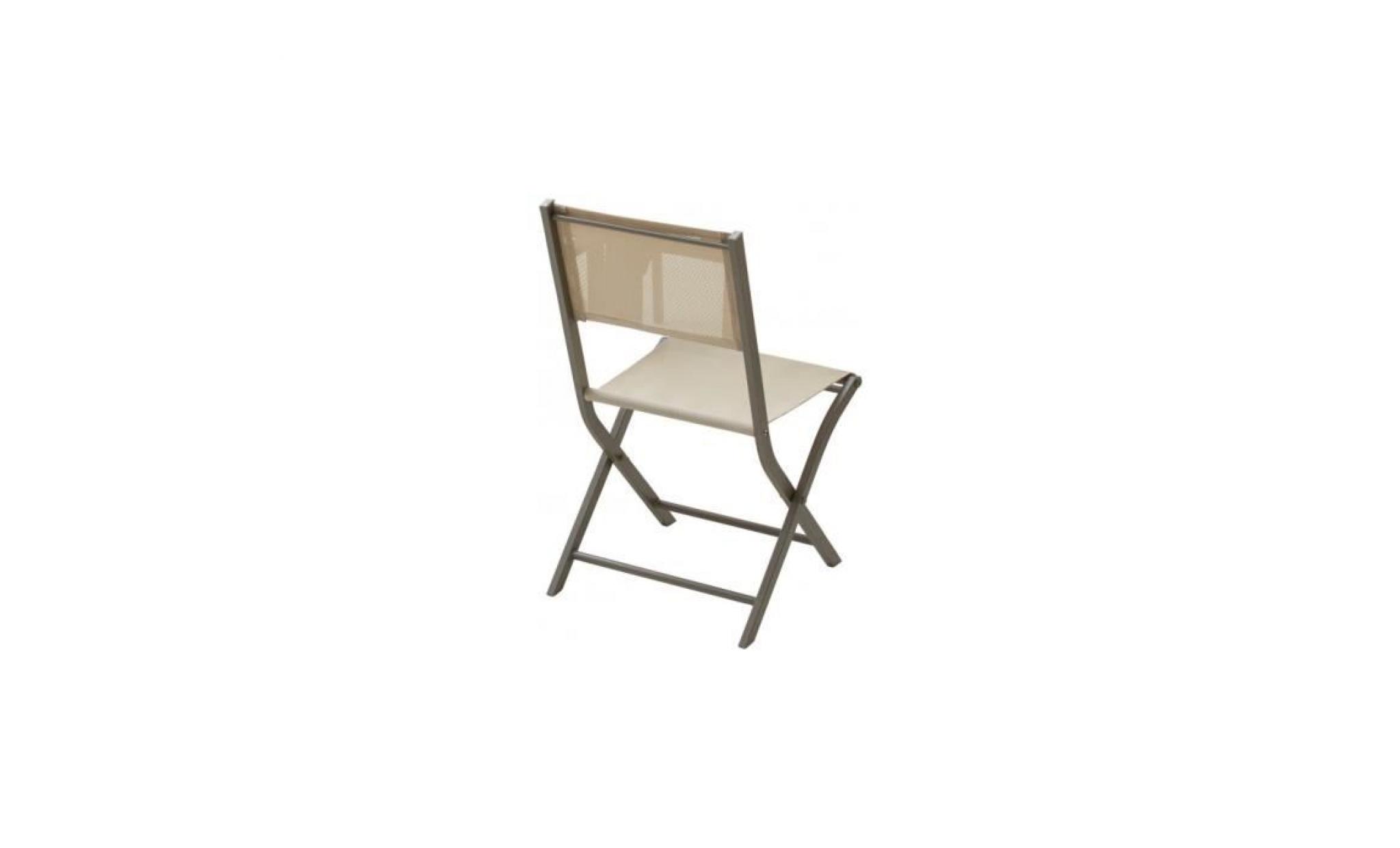 chaises de jardin pliantes aluminium taupe textilène écru (x2) 52 taupe pas cher