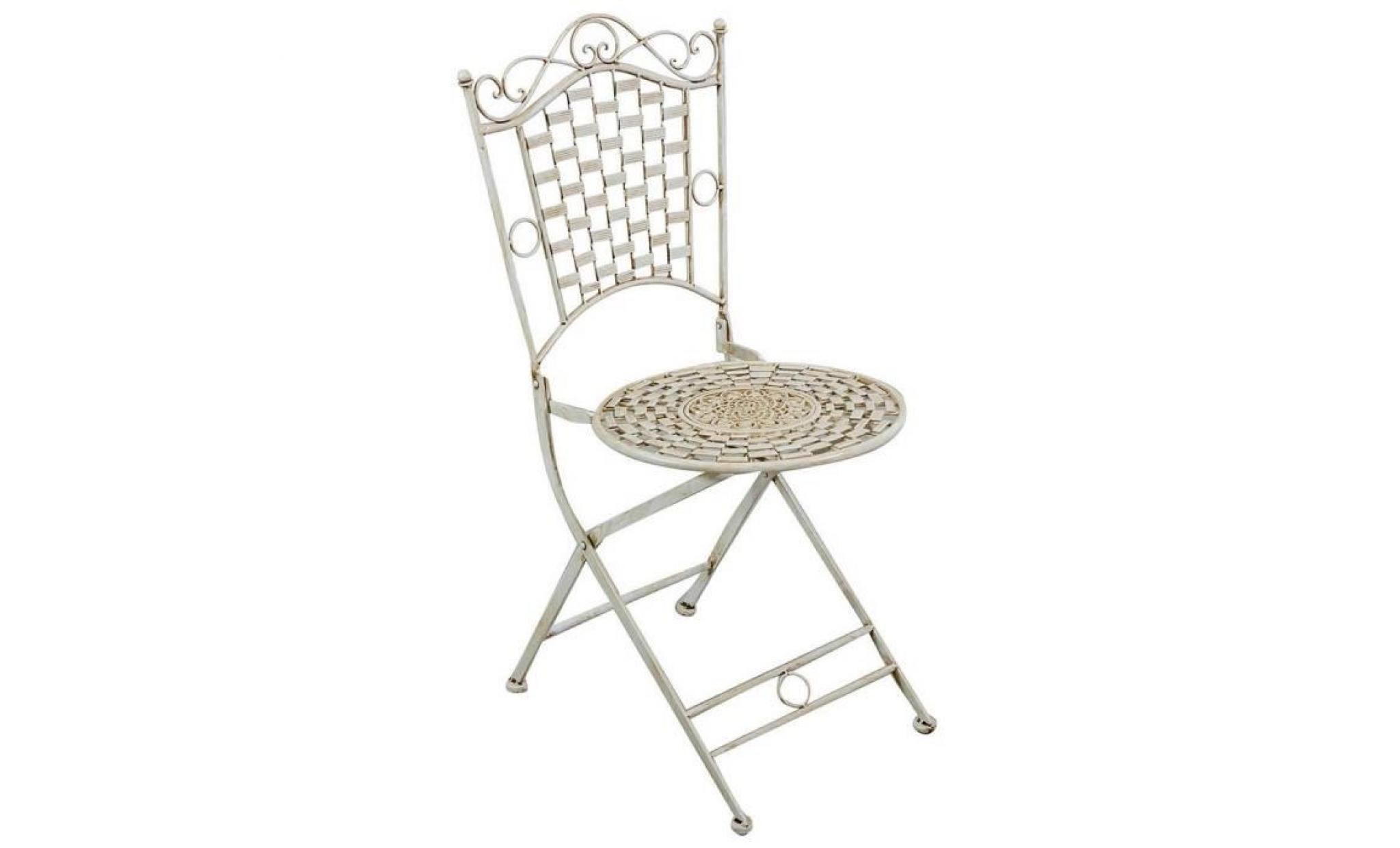 chaises et fauteuils finition blanc antique chaise pliante en fer forgé 44x50x94 cm