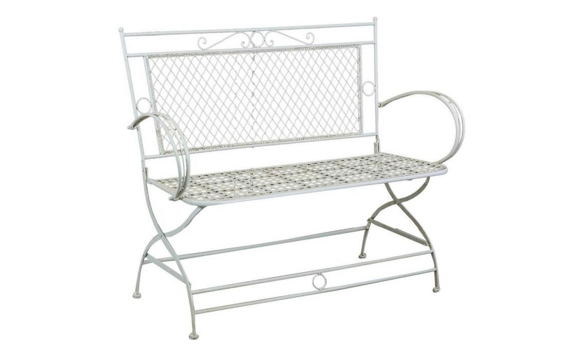 chaises et fauteuils petit canapé   banc en fer forgé antique fini blanc 120x52x79 cm